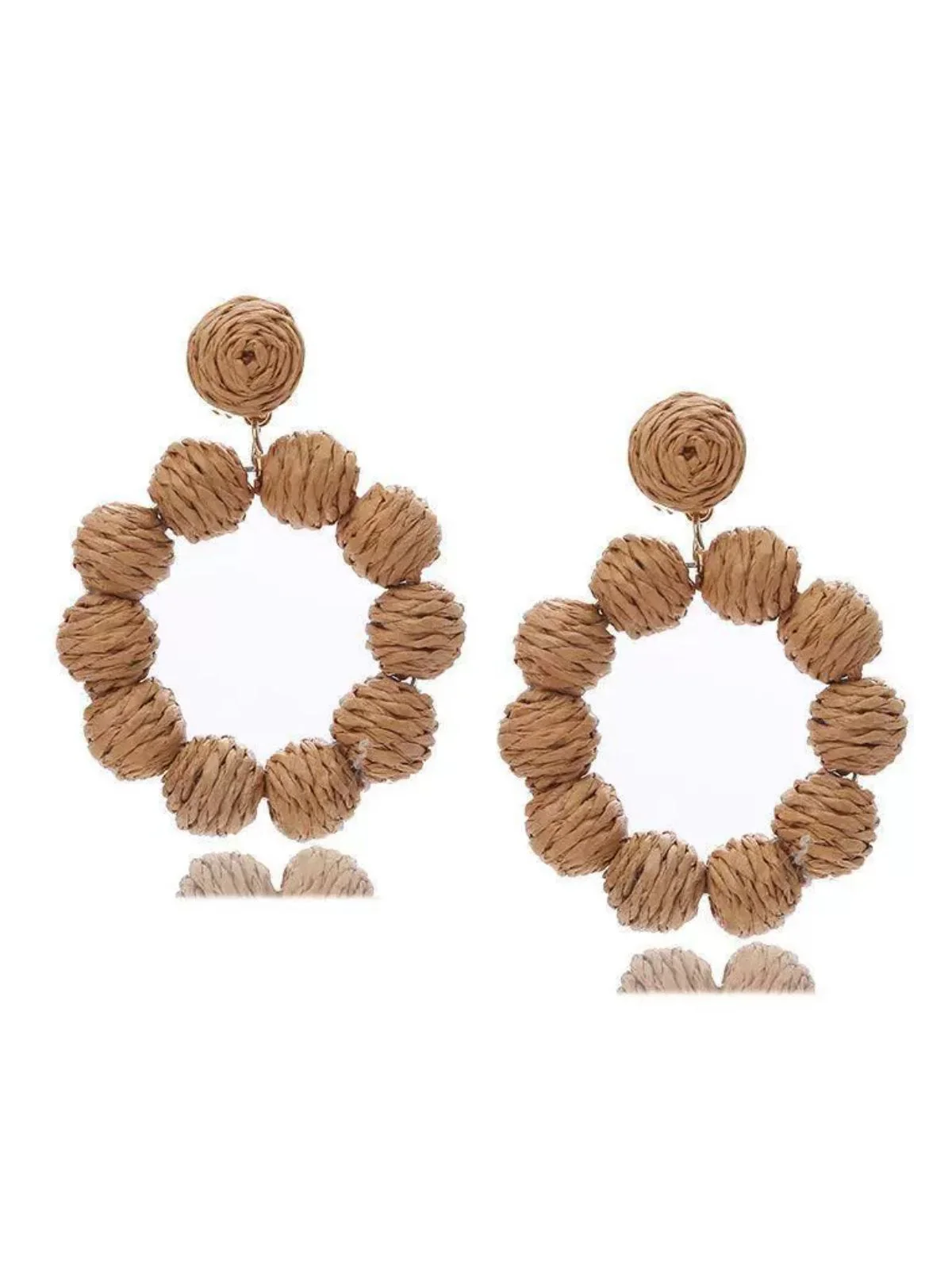 Bohemien Raffia-Creolen Statement-Ohrringe - Image 3