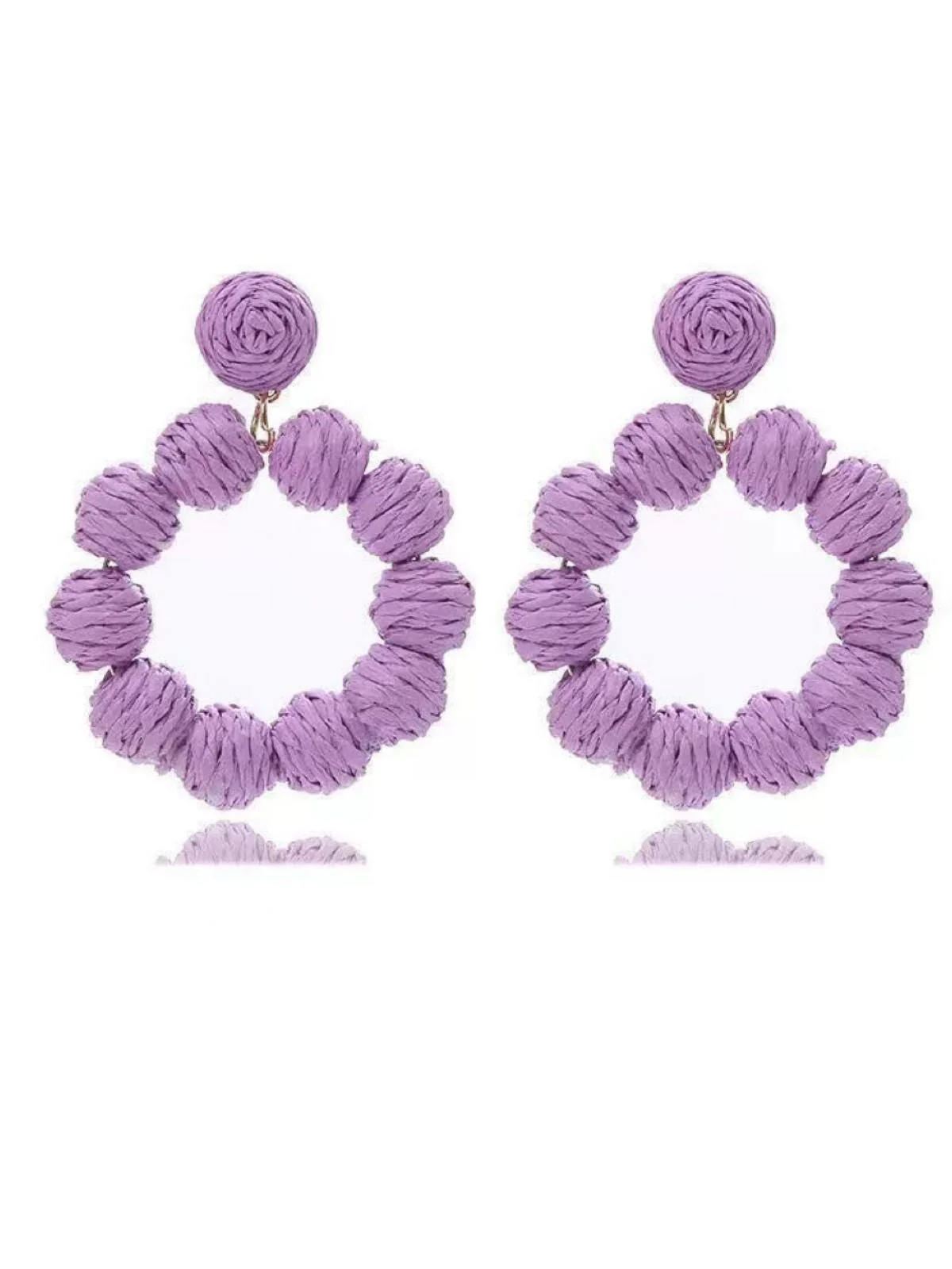 Bohemien Raffia-Creolen Statement-Ohrringe - Image 4