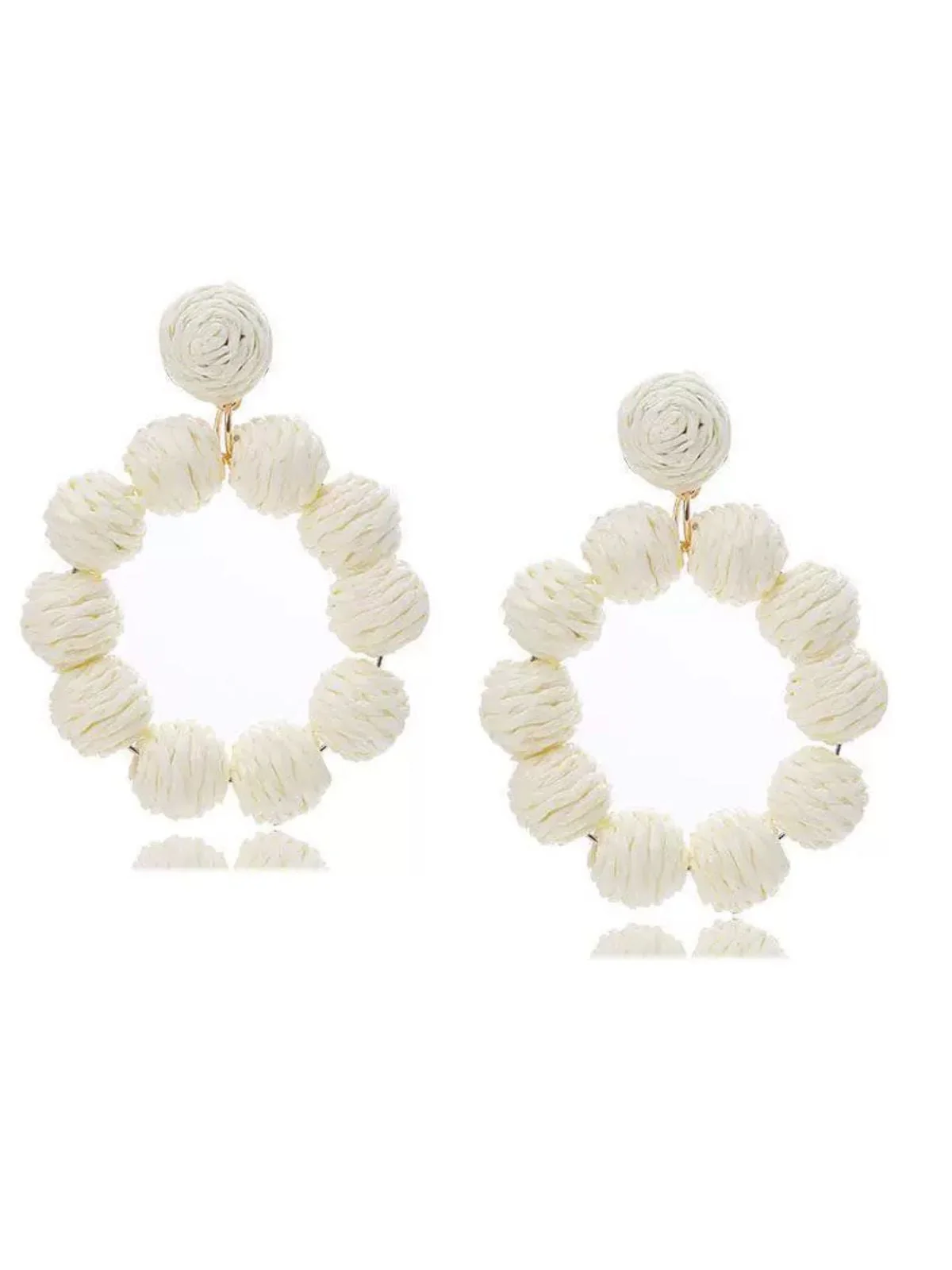 Bohemien Raffia-Creolen Statement-Ohrringe - Image 5