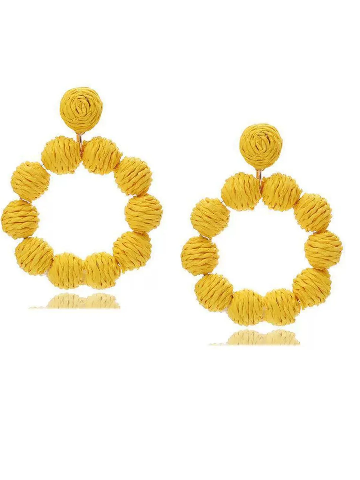 Bohemien Raffia-Creolen Statement-Ohrringe - Image 6