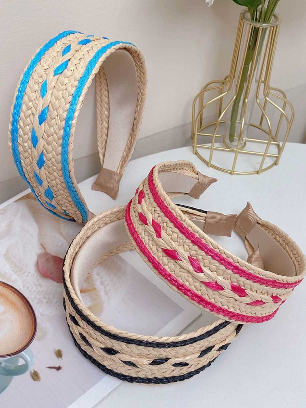 Boho Farbe Patchwork Geflochten Stirnband - Image 13