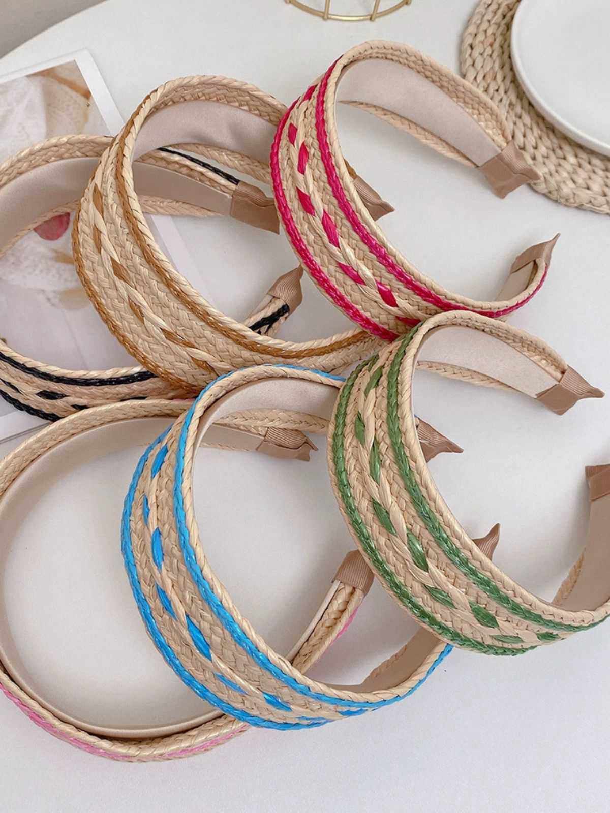 Boho Farbe Patchwork Geflochten Stirnband - Image 14