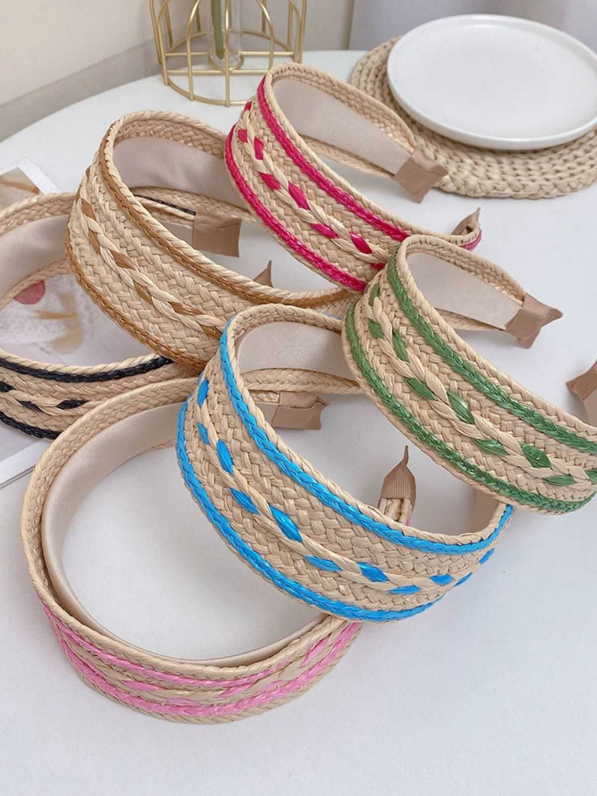 Boho Farbe Patchwork Geflochten Stirnband - Image 15