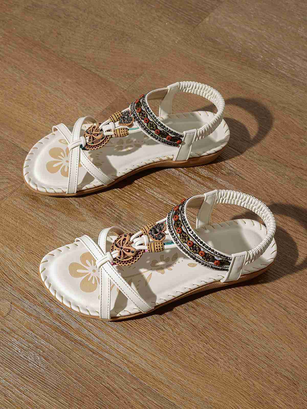 Boho Schmetterling Herz Perlen Strassstein Flach Sandalen - Image 3