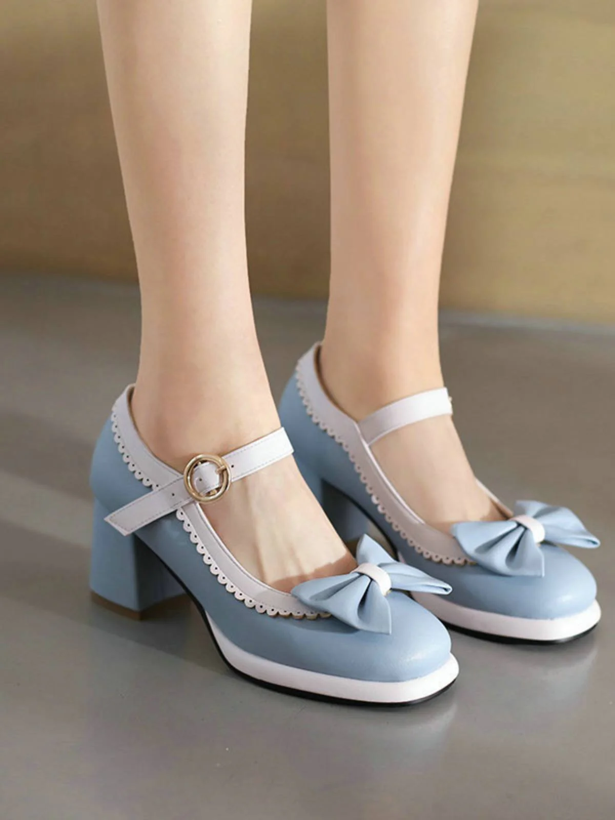 BOWKNOT CHUNKY HEELS MARY JANE SCHUHE - Image 10