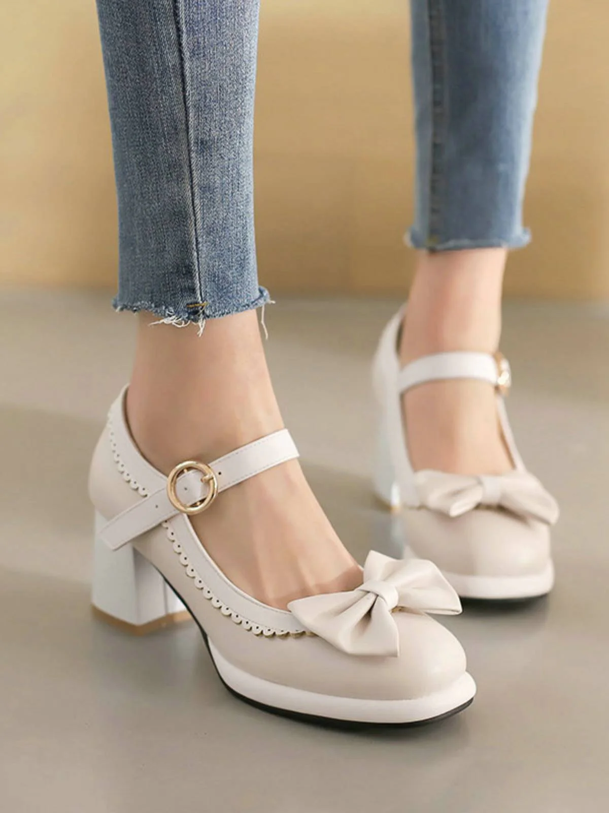 BOWKNOT CHUNKY HEELS MARY JANE SCHUHE - Image 2