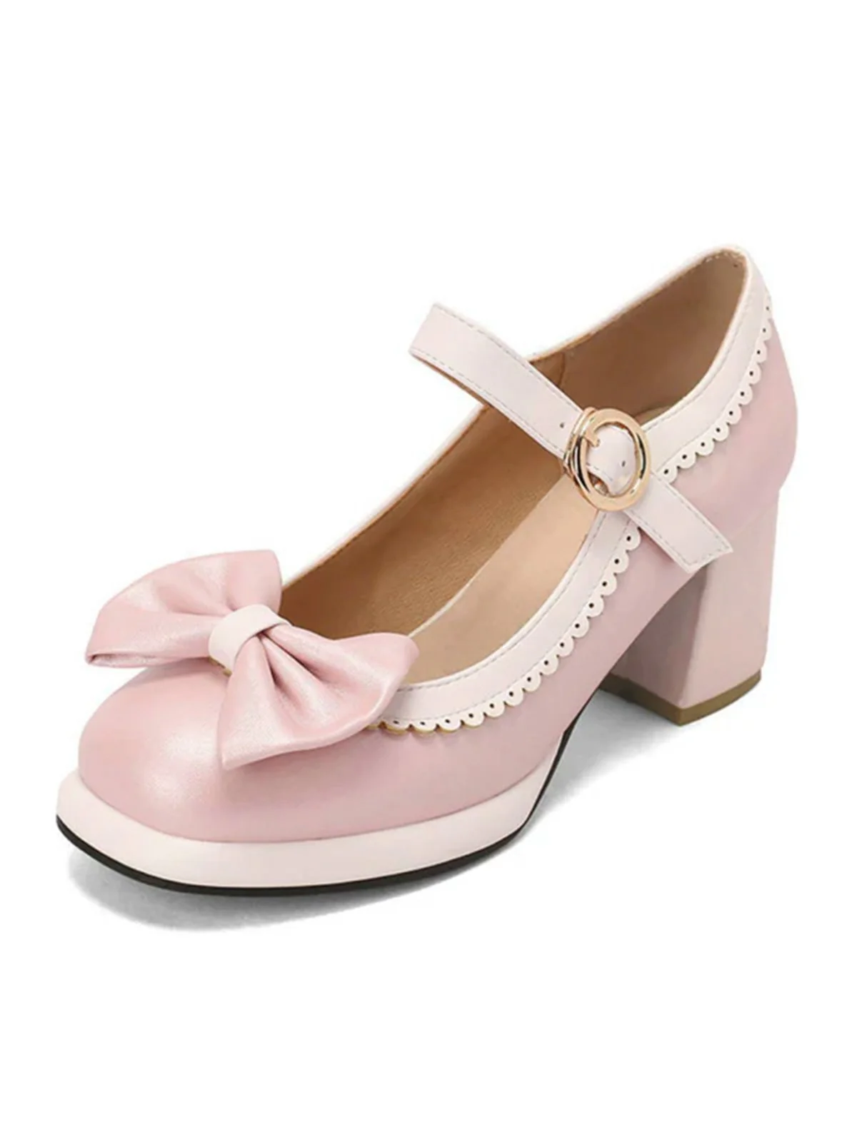BOWKNOT CHUNKY HEELS MARY JANE SCHUHE - Image 3