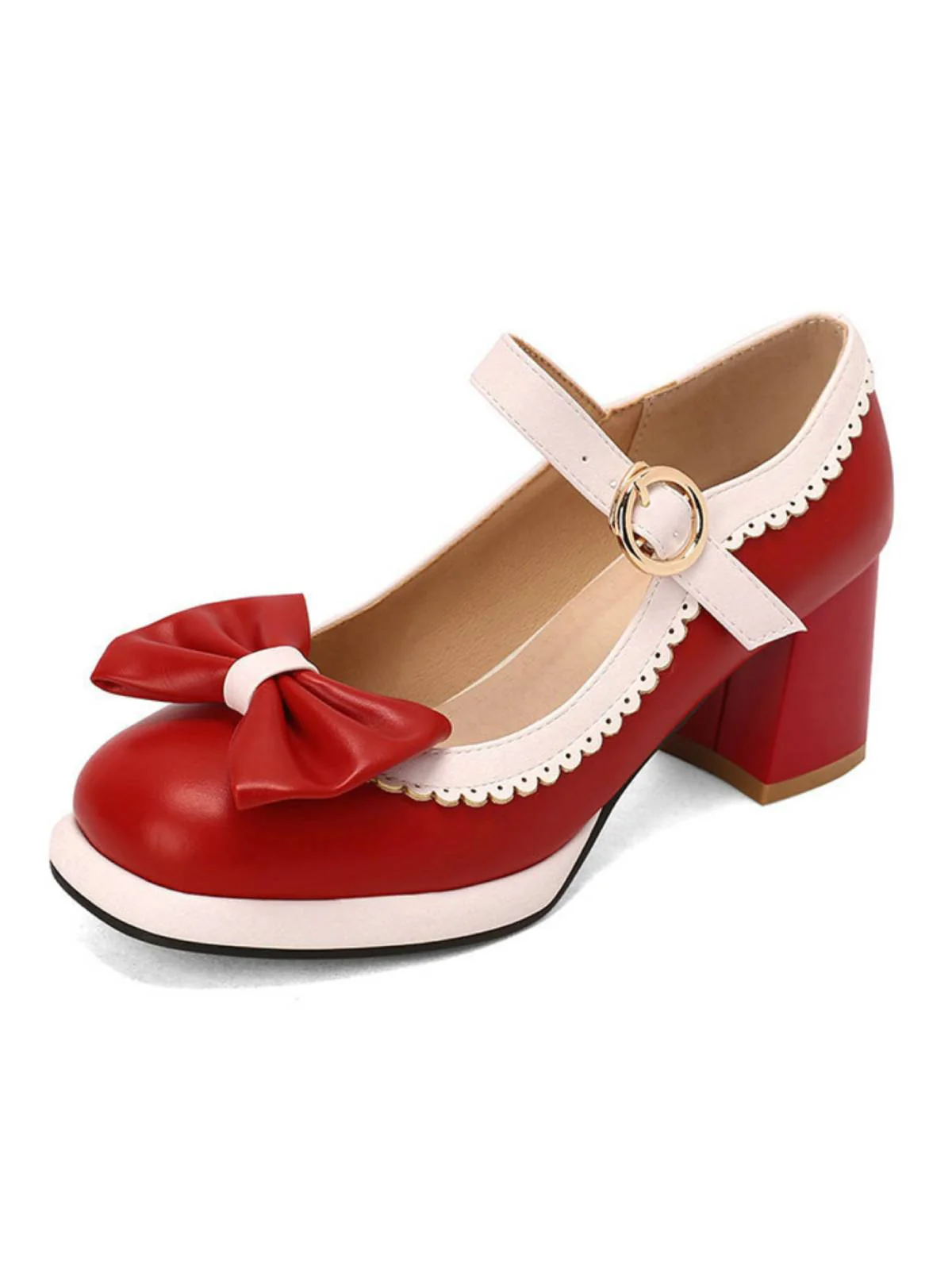 BOWKNOT CHUNKY HEELS MARY JANE SCHUHE - Image 6