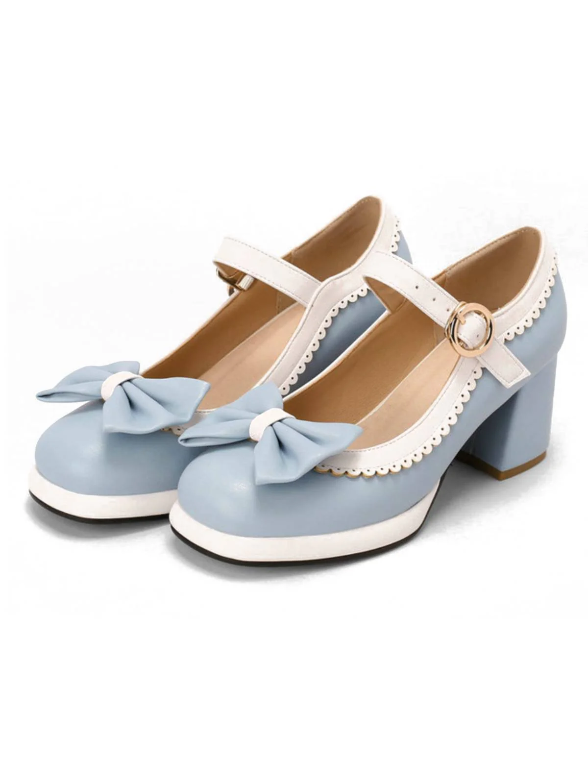 BOWKNOT CHUNKY HEELS MARY JANE SCHUHE - Image 8