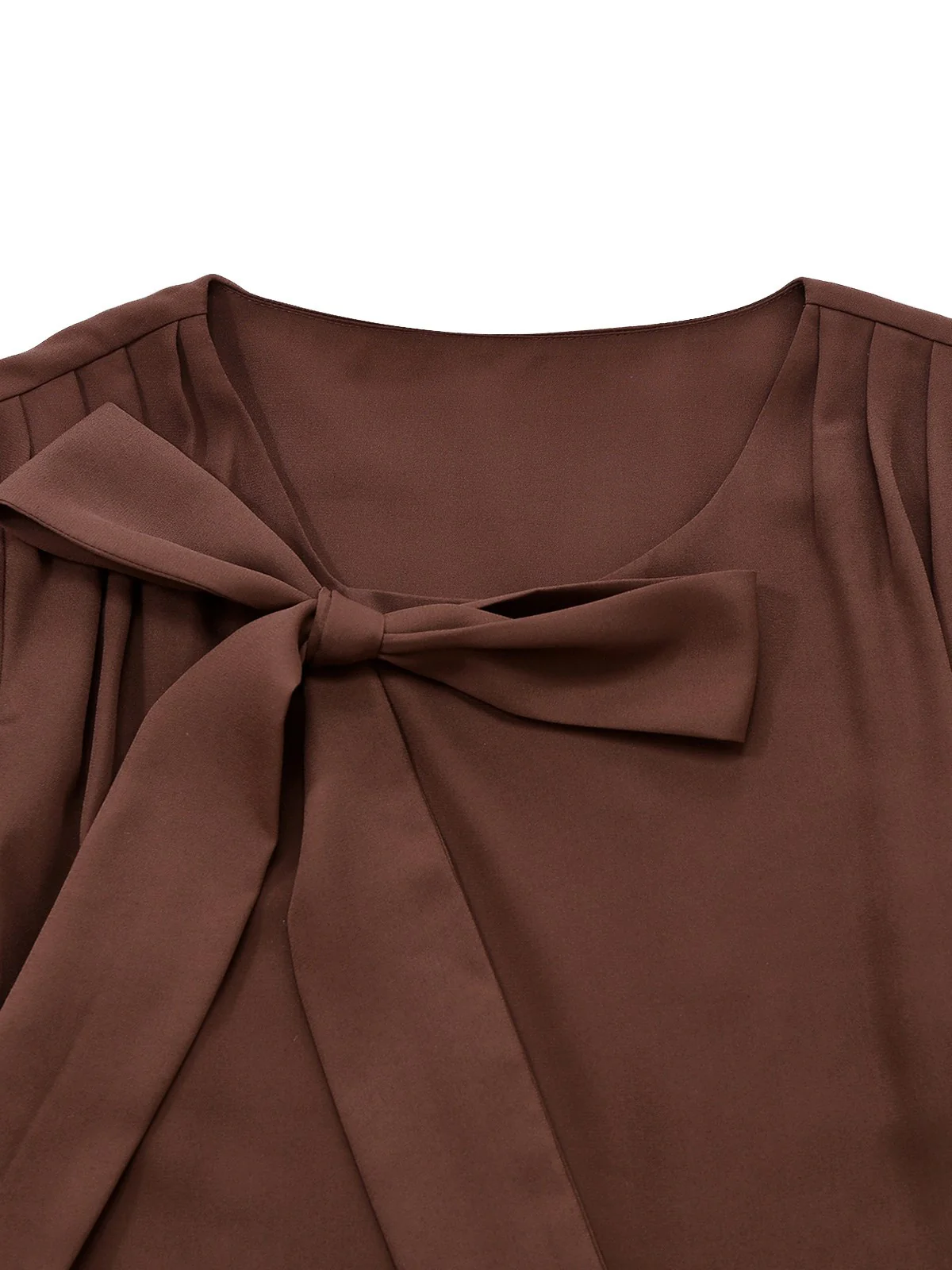 Braun 1920er Bogen Schleife Gürtel Taille Kleid - Image 6