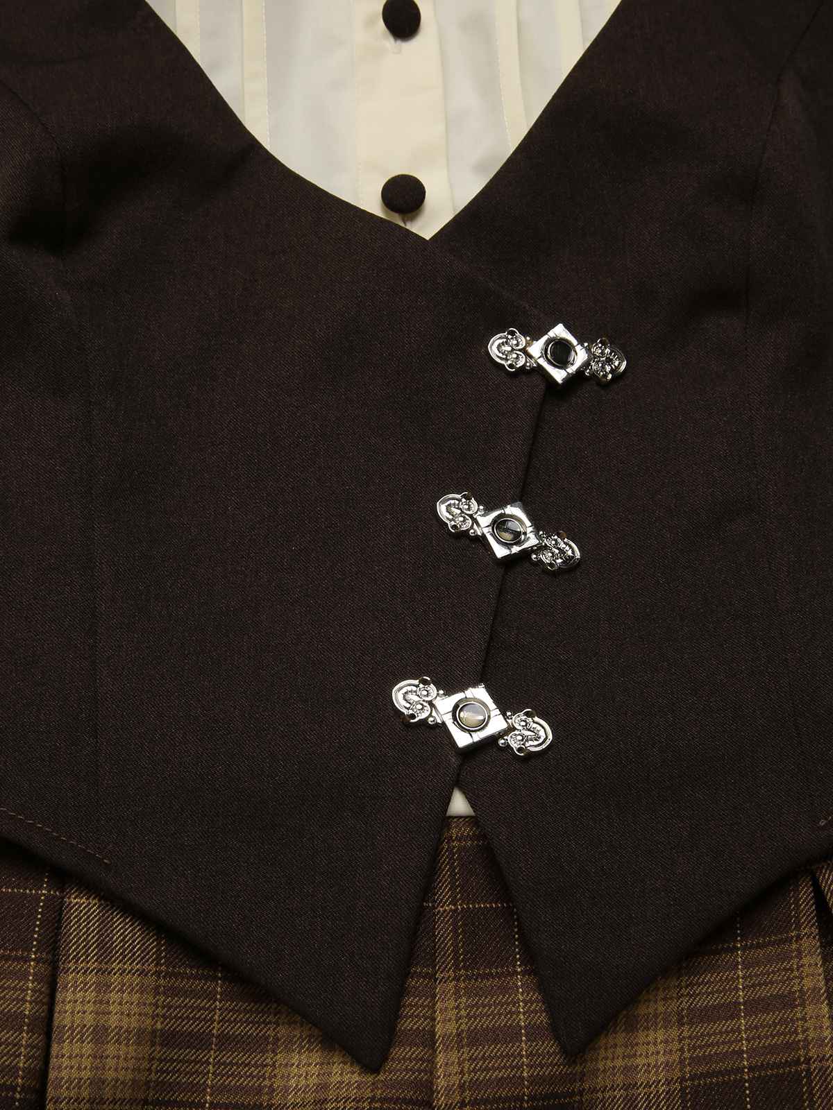 Braun 1930er Gefälschte 3PCS Bogen Plaid Jumpsuit - Image 10