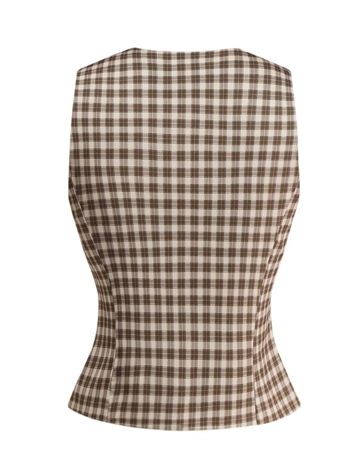 Braun 1930er Gingham Plaids Weste - Image 2