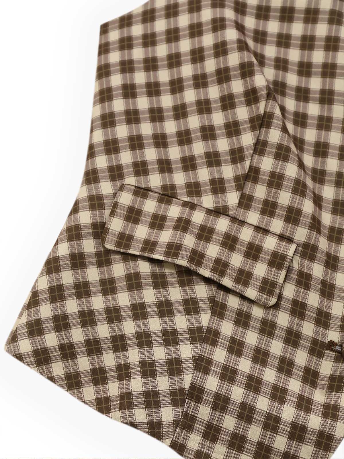 Braun 1930er Gingham Plaids Weste - Image 4
