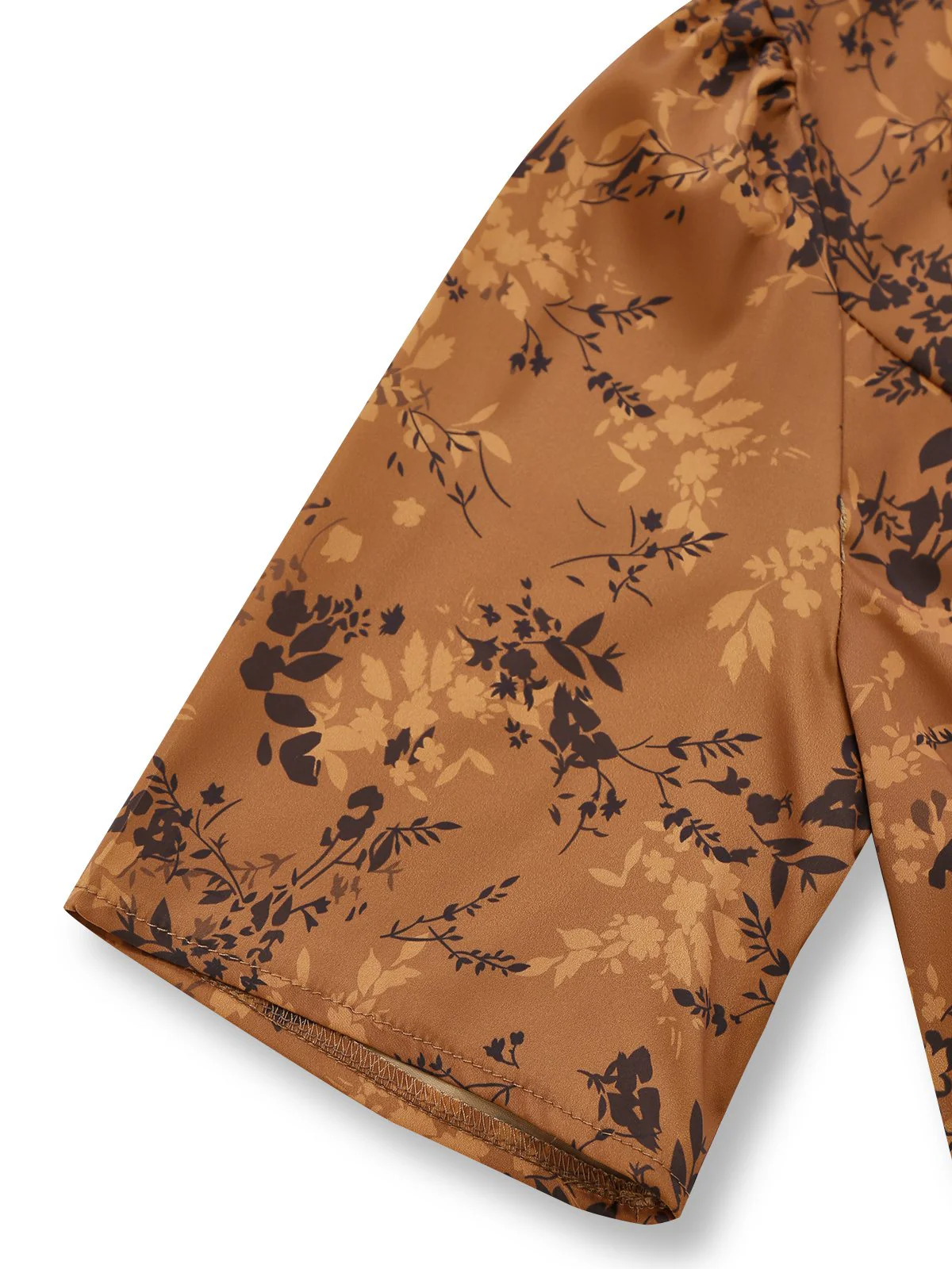 Braun 1930er Kleinblümchen Blumen Revers Maxi Kleid - Image 5