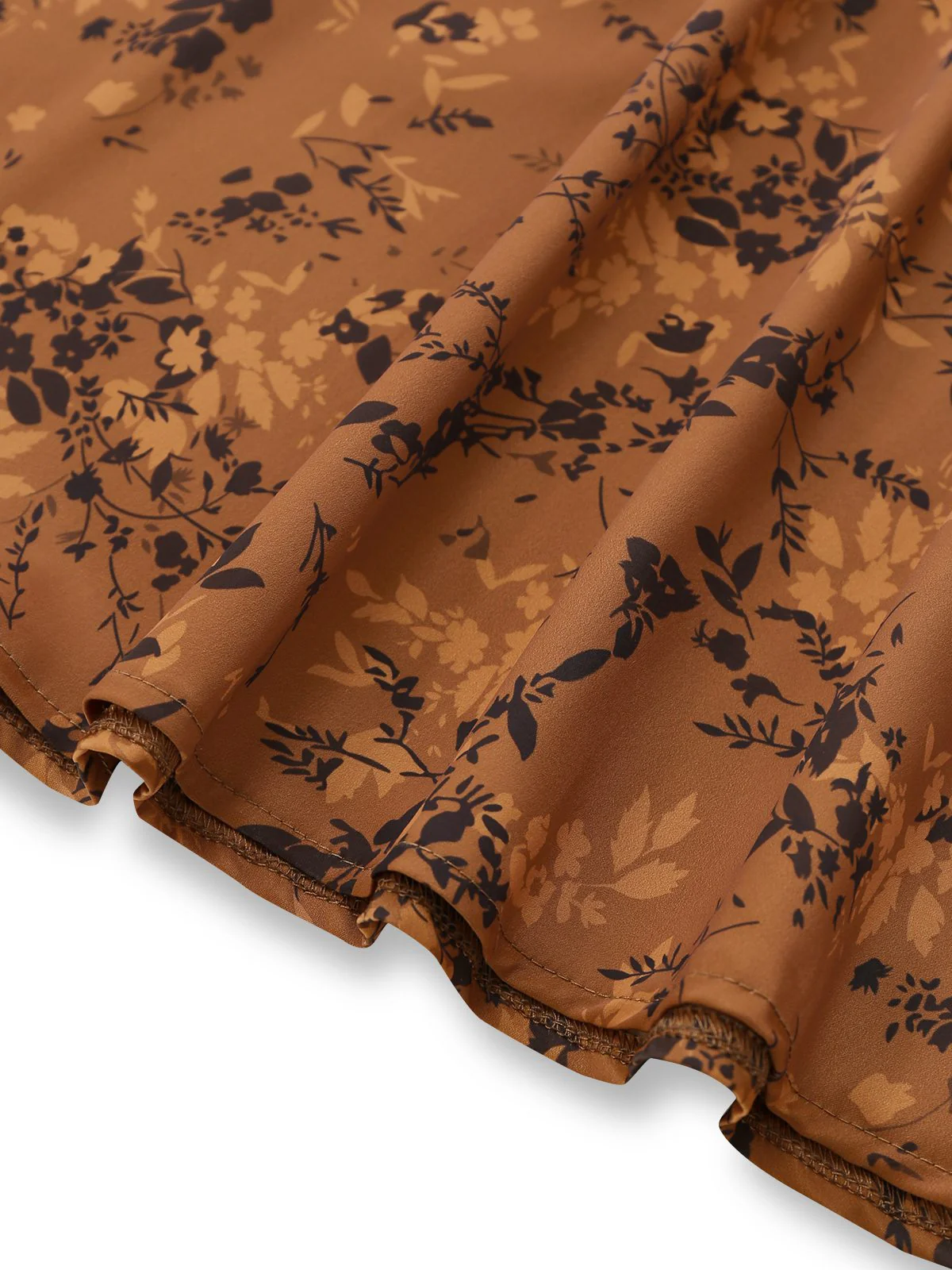 Braun 1930er Kleinblümchen Blumen Revers Maxi Kleid - Image 6