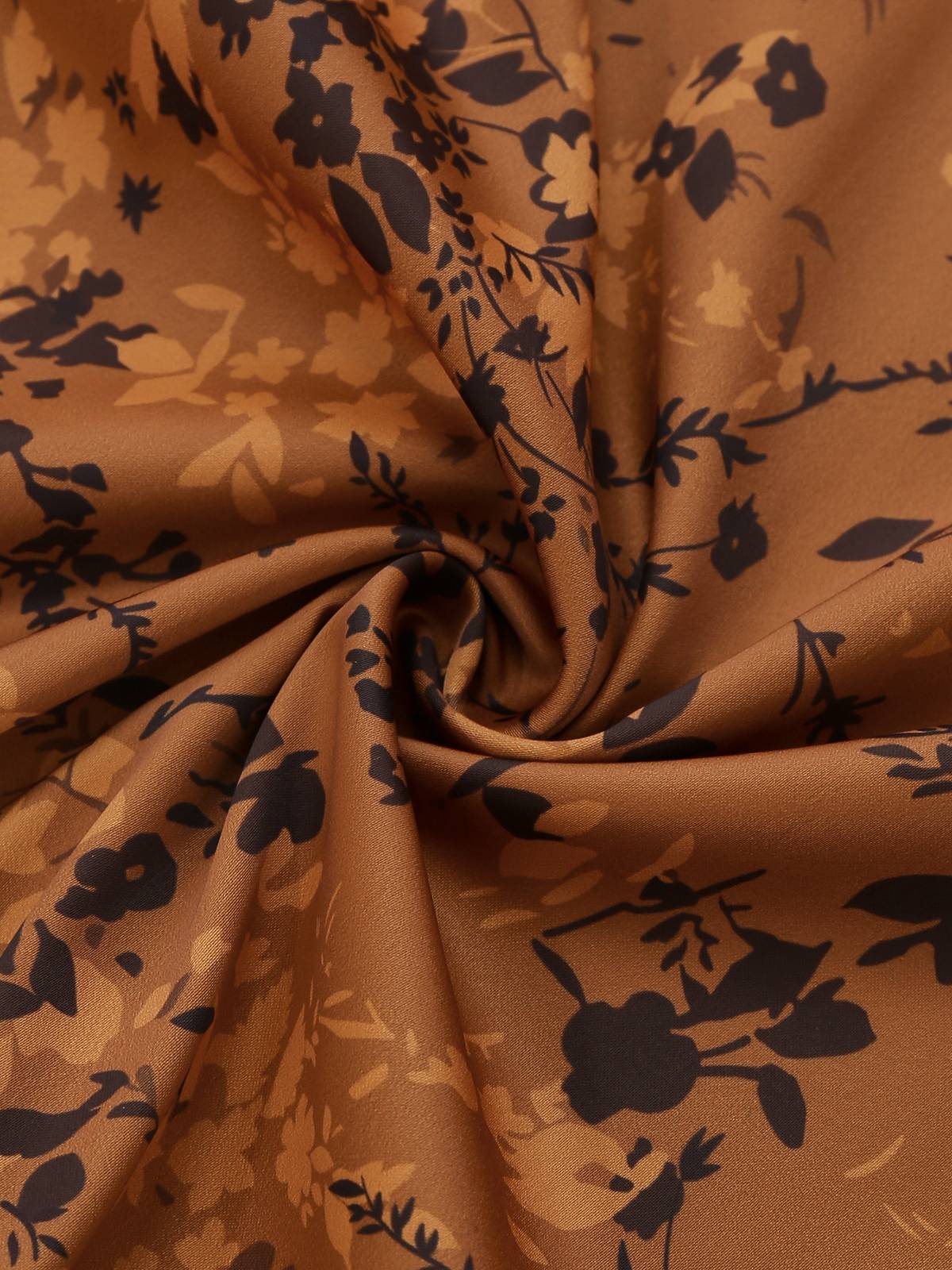 Braun 1930er Kleinblümchen Blumen Revers Maxi Kleid - Image 7