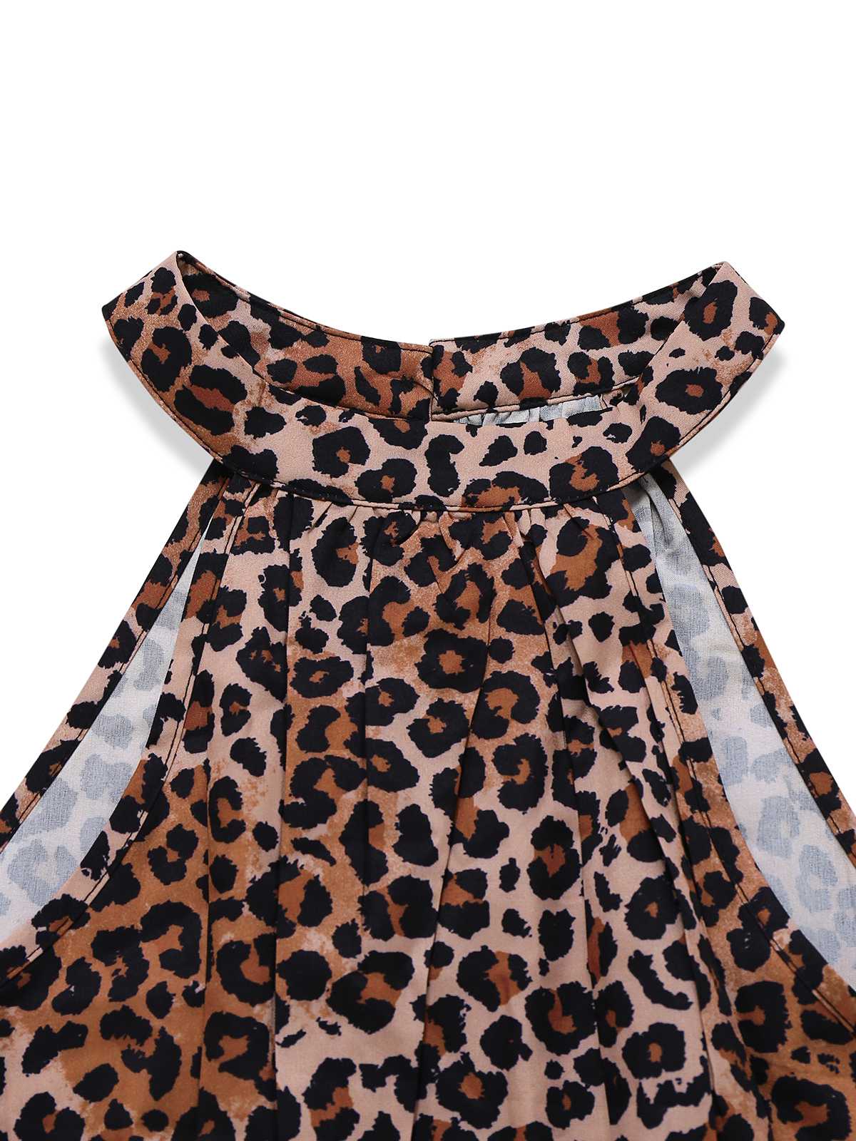 Braun 1930er Leopard Schmetterling Rundhals Halter Kleid - Image 3