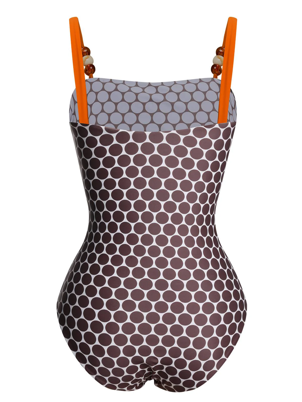 Braun 1930er Perlenbänder Polka Dots Reversibel Badeanzug - Image 3