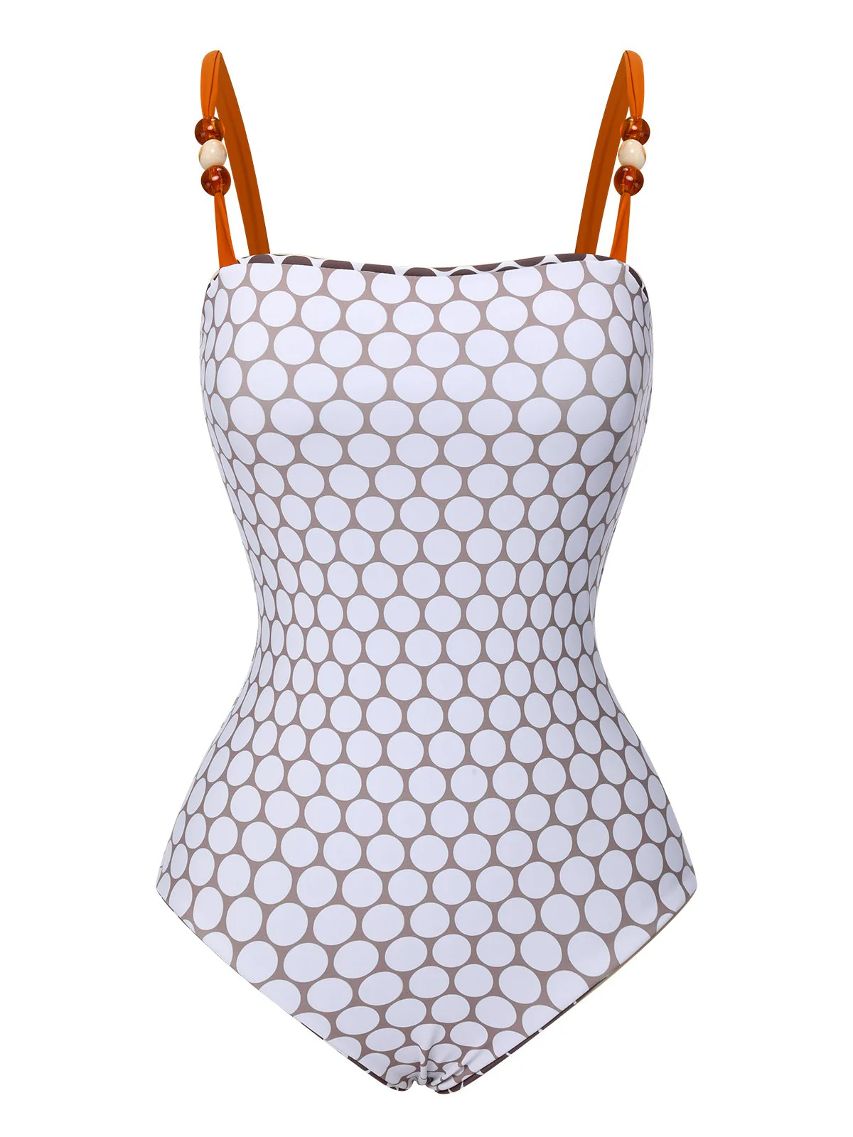 Braun 1930er Perlenbänder Polka Dots Reversibel Badeanzug - Image 5