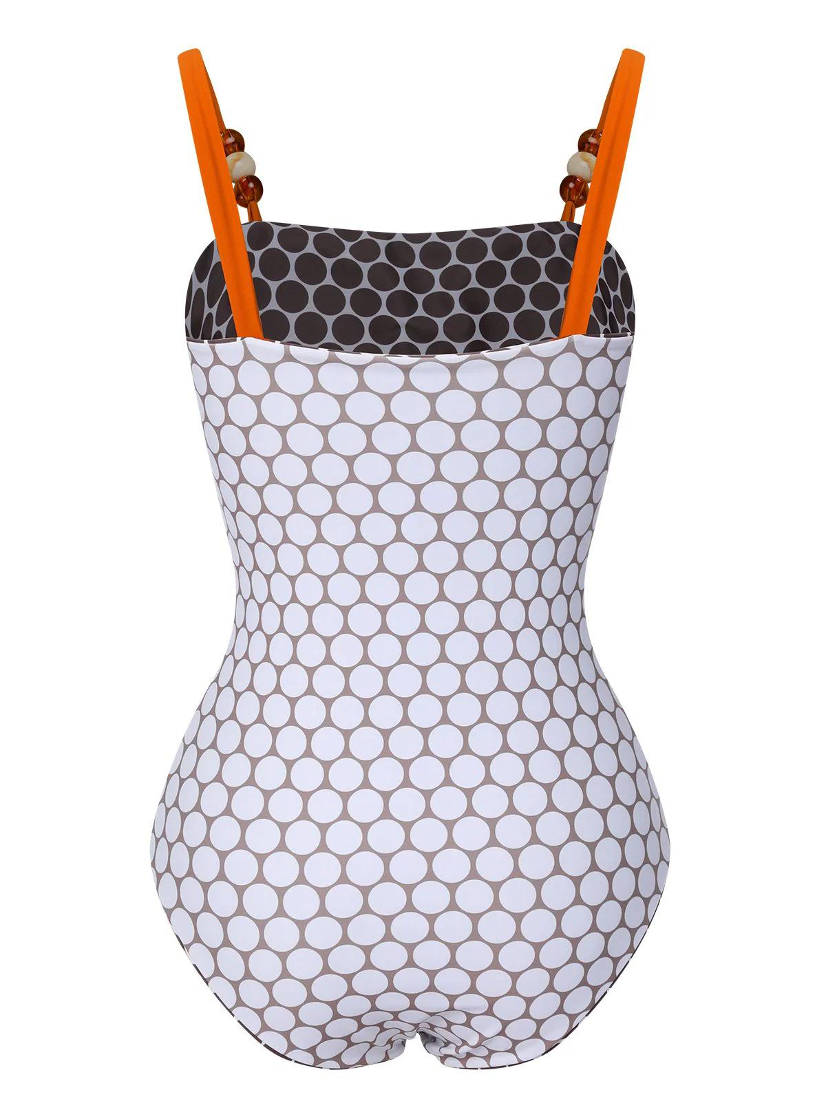 Braun 1930er Perlenbänder Polka Dots Reversibel Badeanzug - Image 6