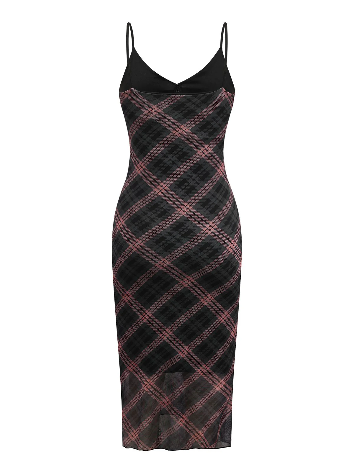 Braun 1930er Plaid Suspender V-Ausschnitt Schlank Maxi Kleid - Image 2