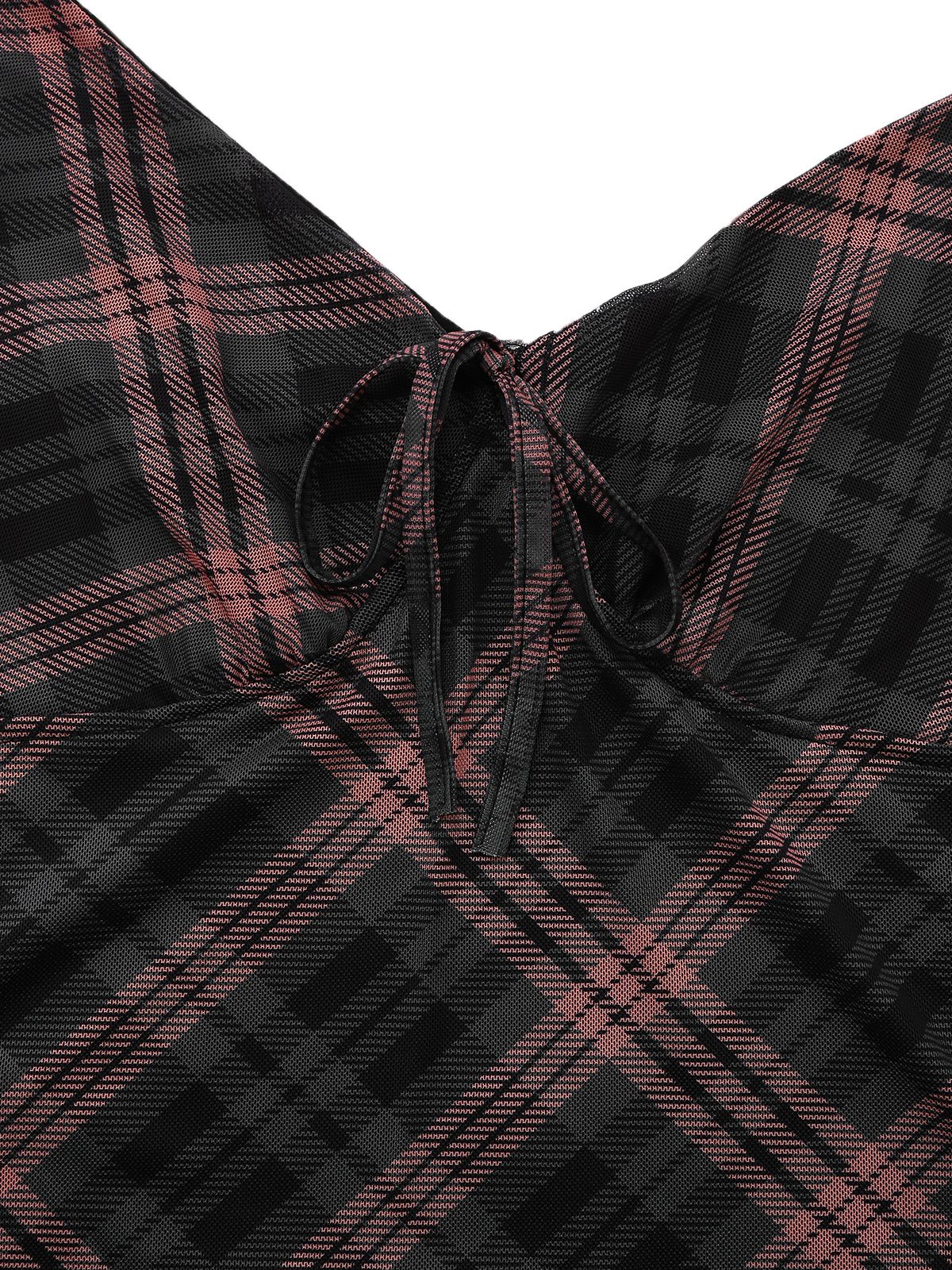 Braun 1930er Plaid Suspender V-Ausschnitt Schlank Maxi Kleid - Image 4