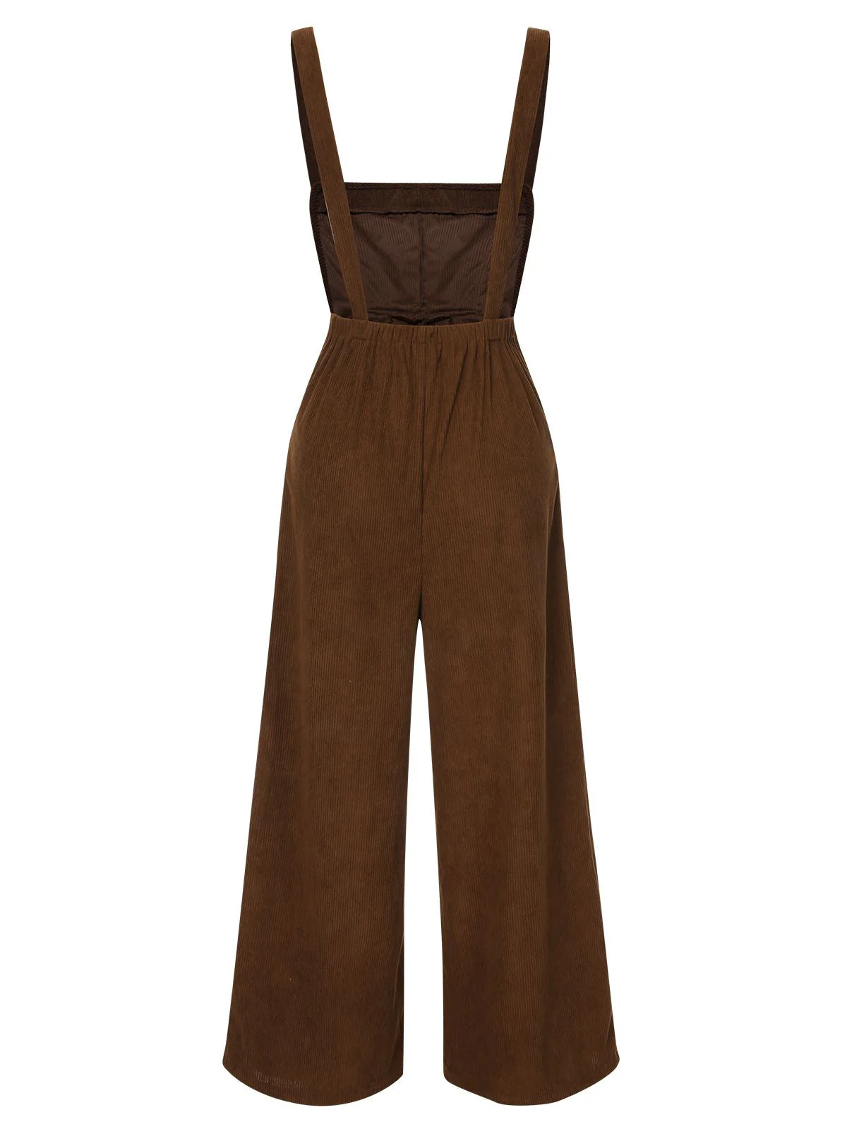 Braun 1930er Solide Cord Lätzchen Jumpsuit - Image 2