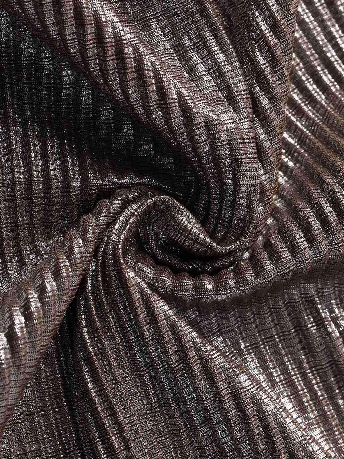 Braun 1930er Tiefer V Metallic Cut-Out Maxi Kleid - Image 5