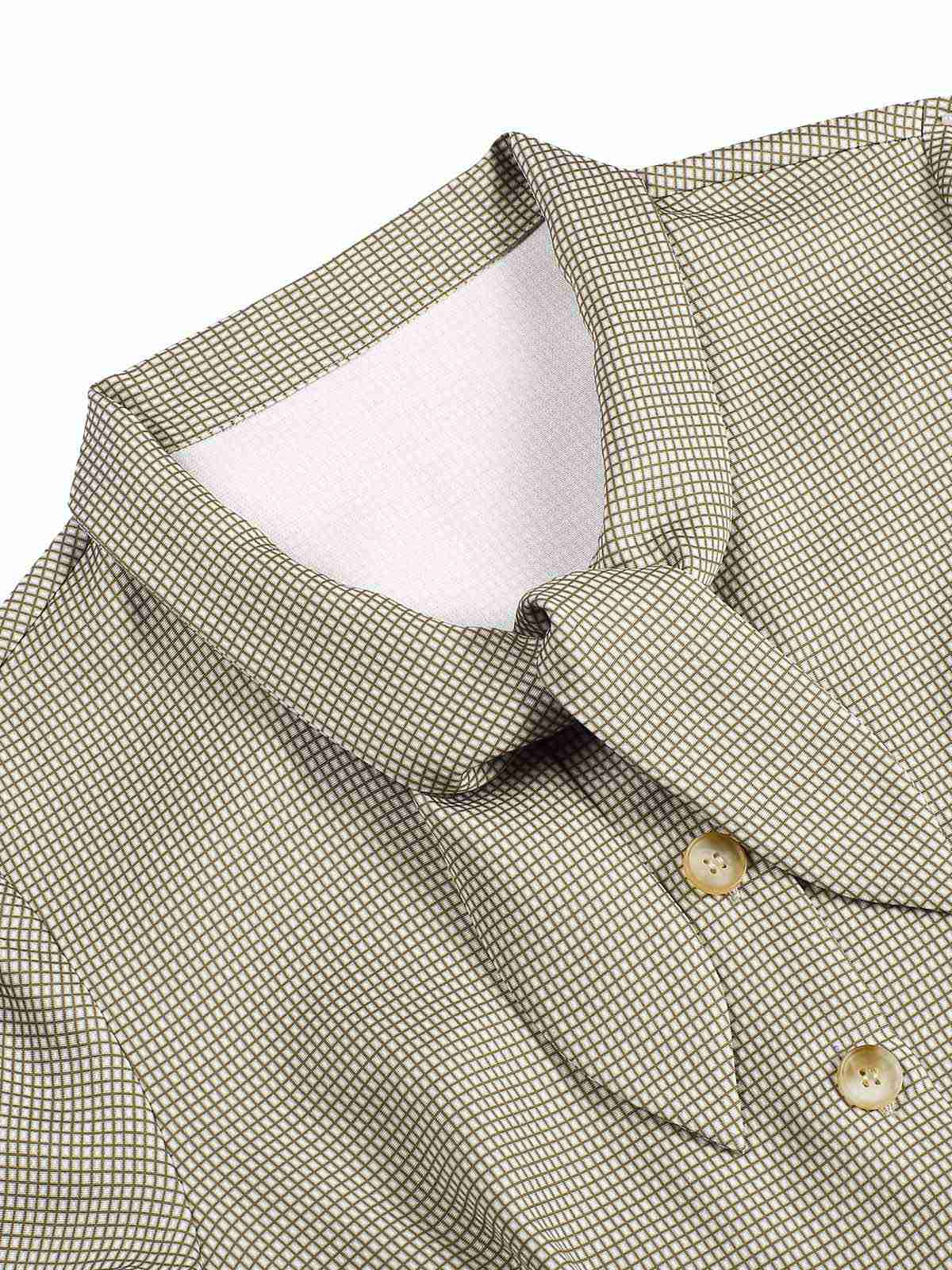 Braun 1940er Kleines Fensterkaro Plaid Kleid - Image 6
