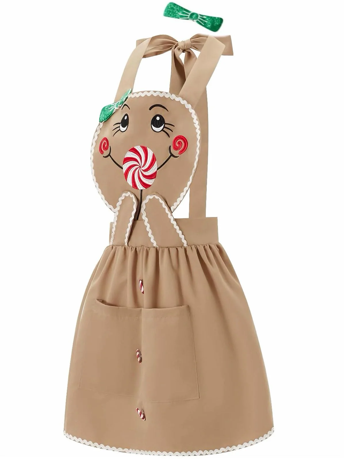 Braun 1940er Lebkuchenmann Lutscher Bogen Apron Kleid - Image 2