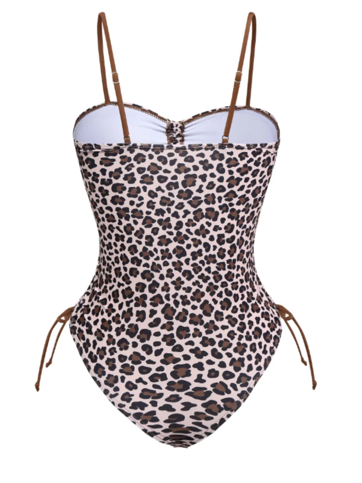 Braun 1940er Leopard Hohl Kordelzug Bademode - Image 2