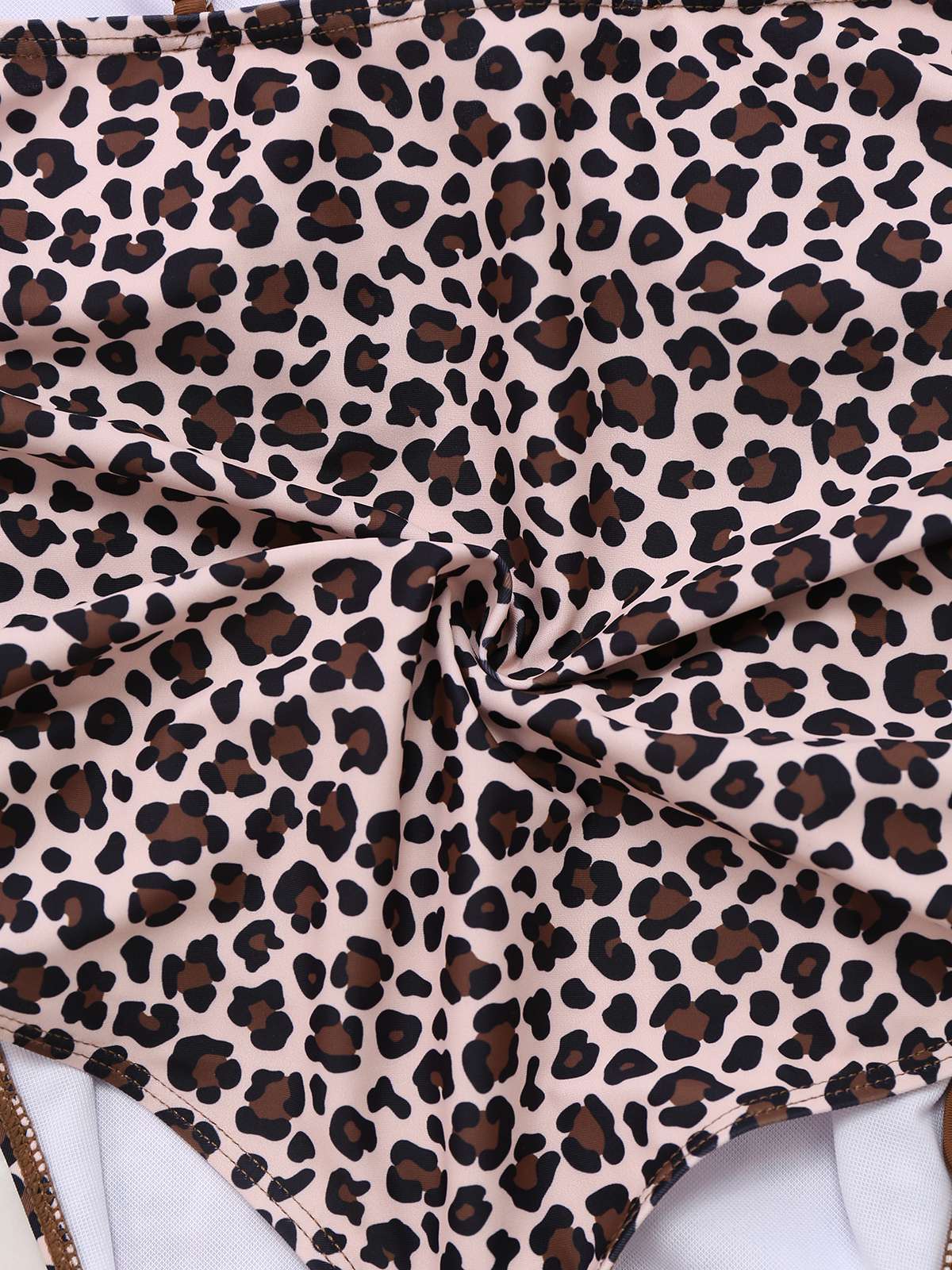 Braun 1940er Leopard Hohl Kordelzug Bademode - Image 3