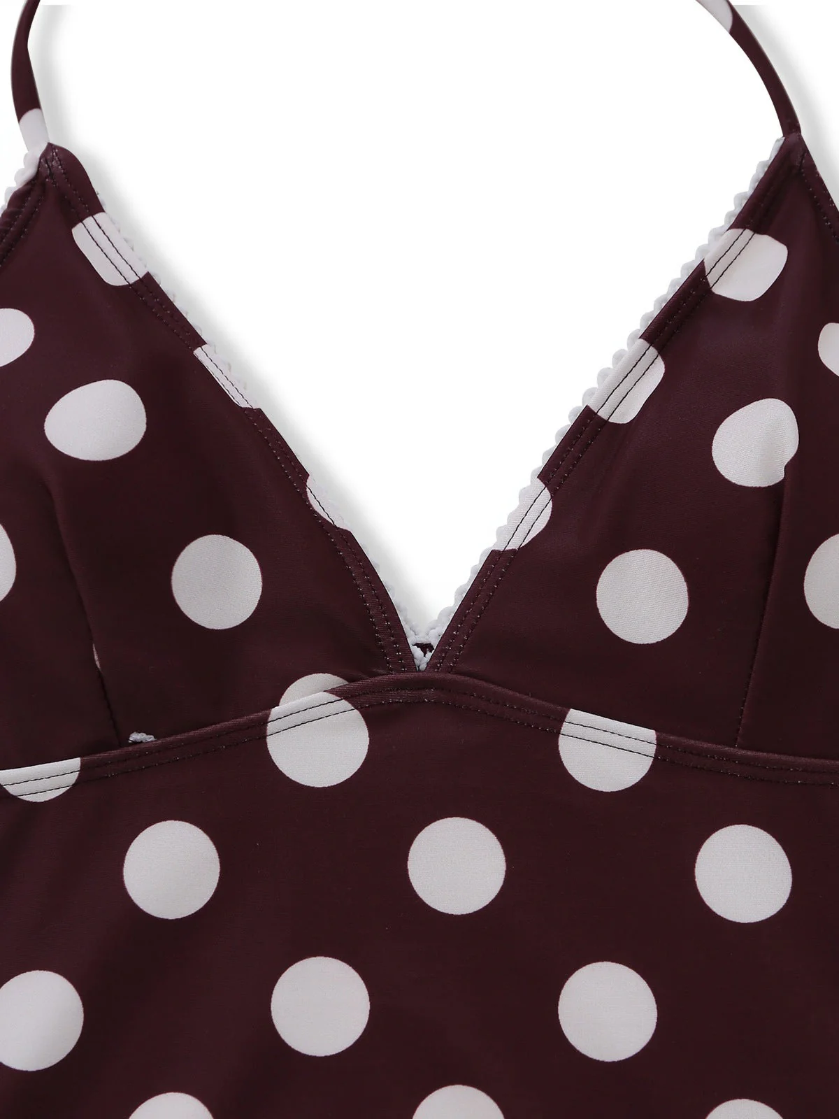 Braun 1940er Polka Dot Tiefer-V Halter Tankini Set - Image 4