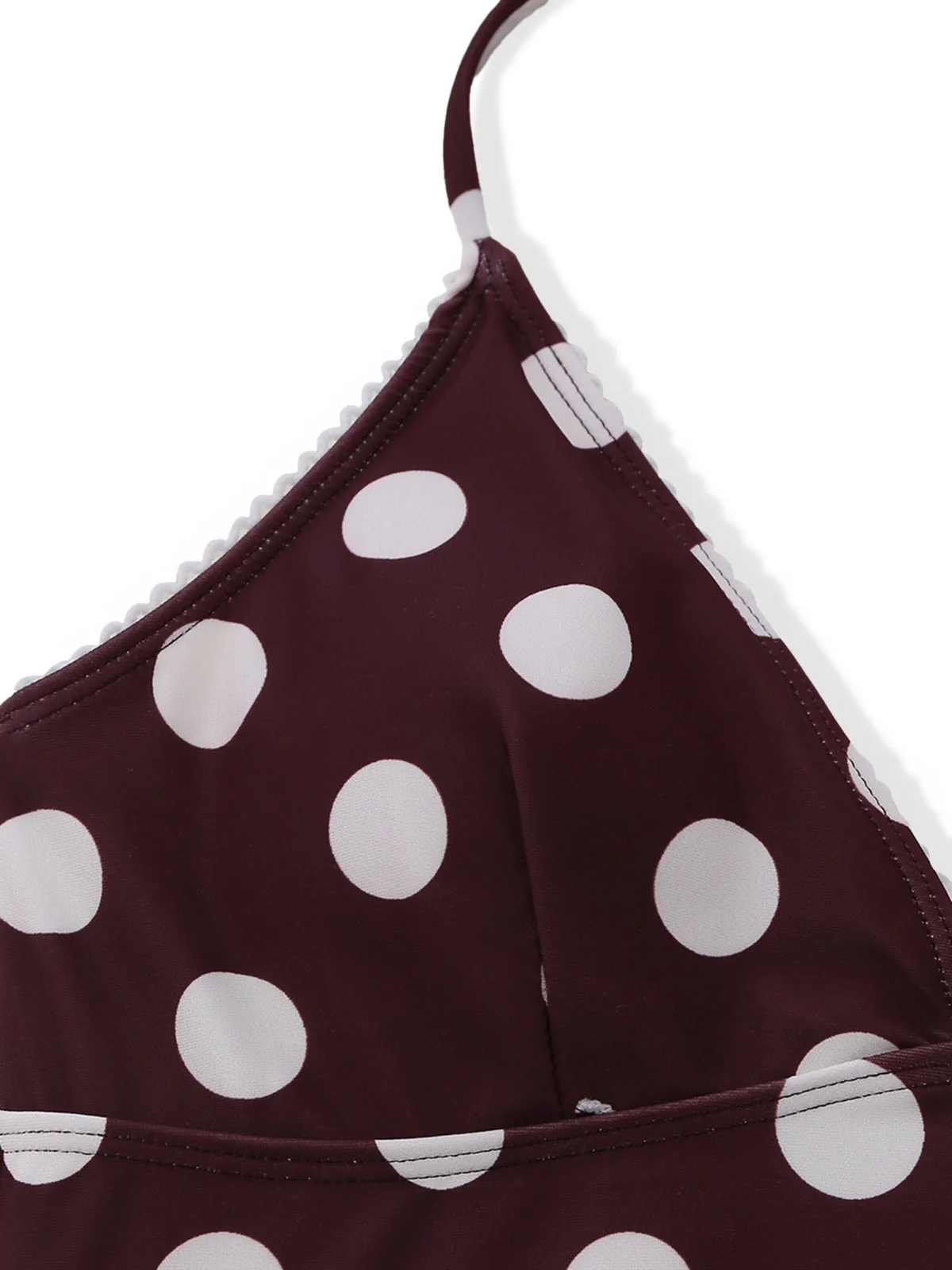 Braun 1940er Polka Dot Tiefer-V Halter Tankini Set - Image 5