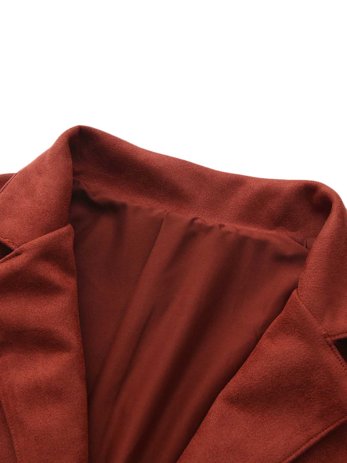 Braun 1940er Revers Wildleder Tasche Blazer - Image 4