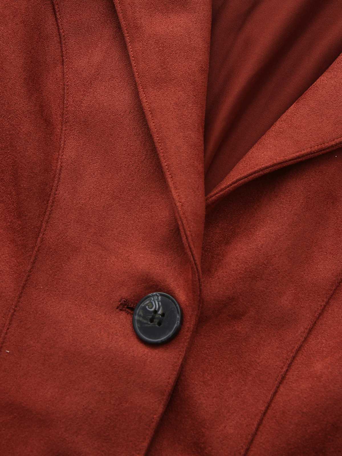 Braun 1940er Revers Wildleder Tasche Blazer - Image 5