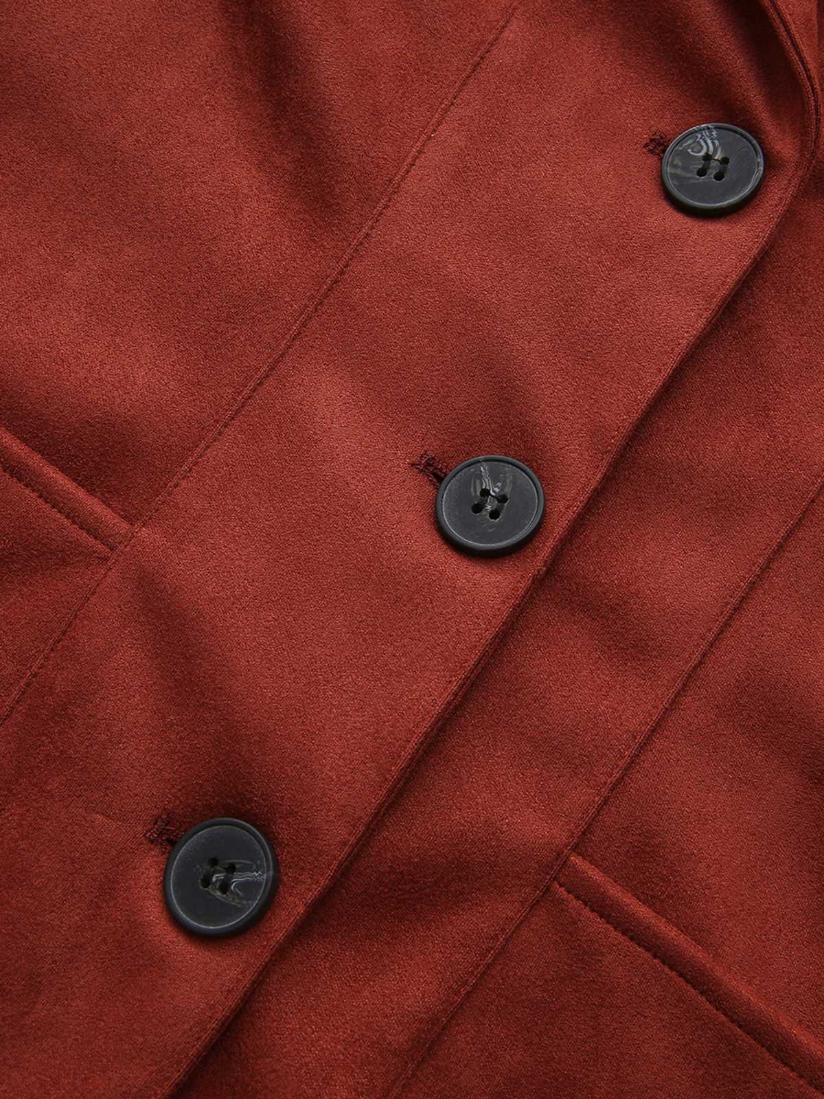 Braun 1940er Revers Wildleder Tasche Blazer - Image 6