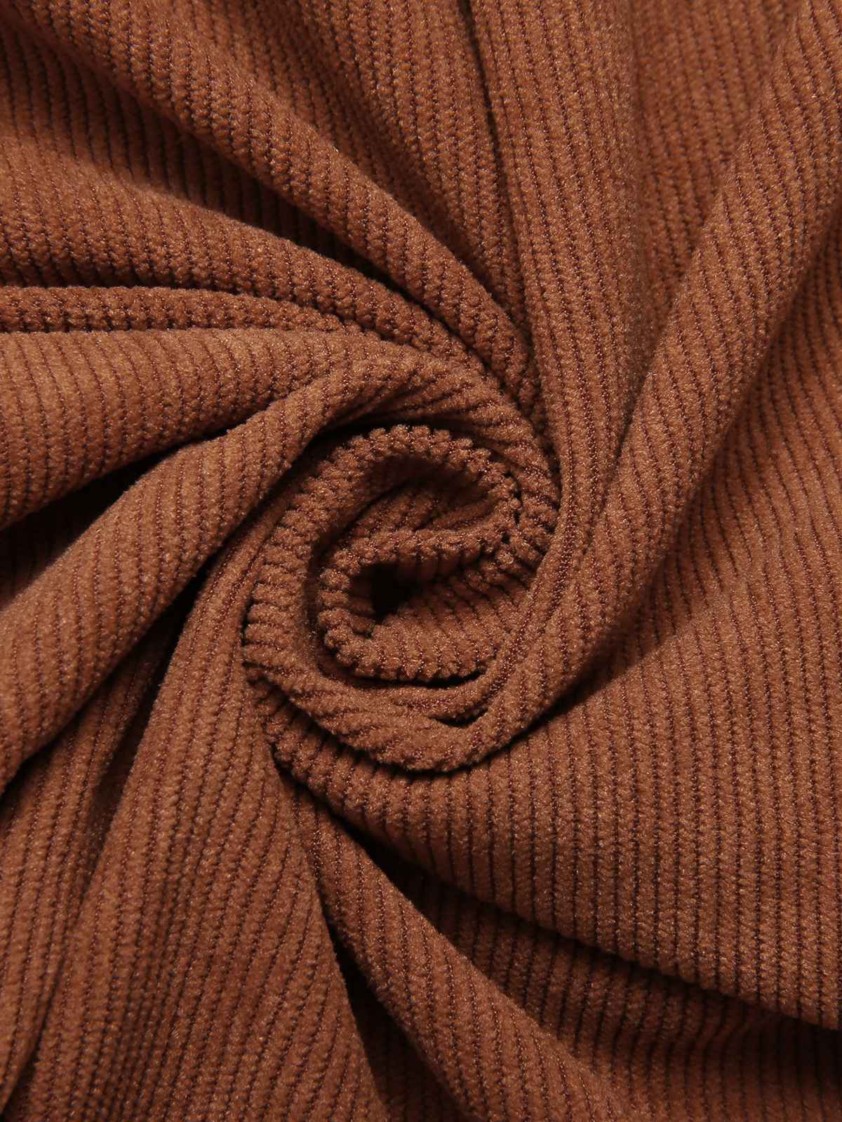 Braun 1940er Solide Revers Gürtel Cord Kleid - Image 4