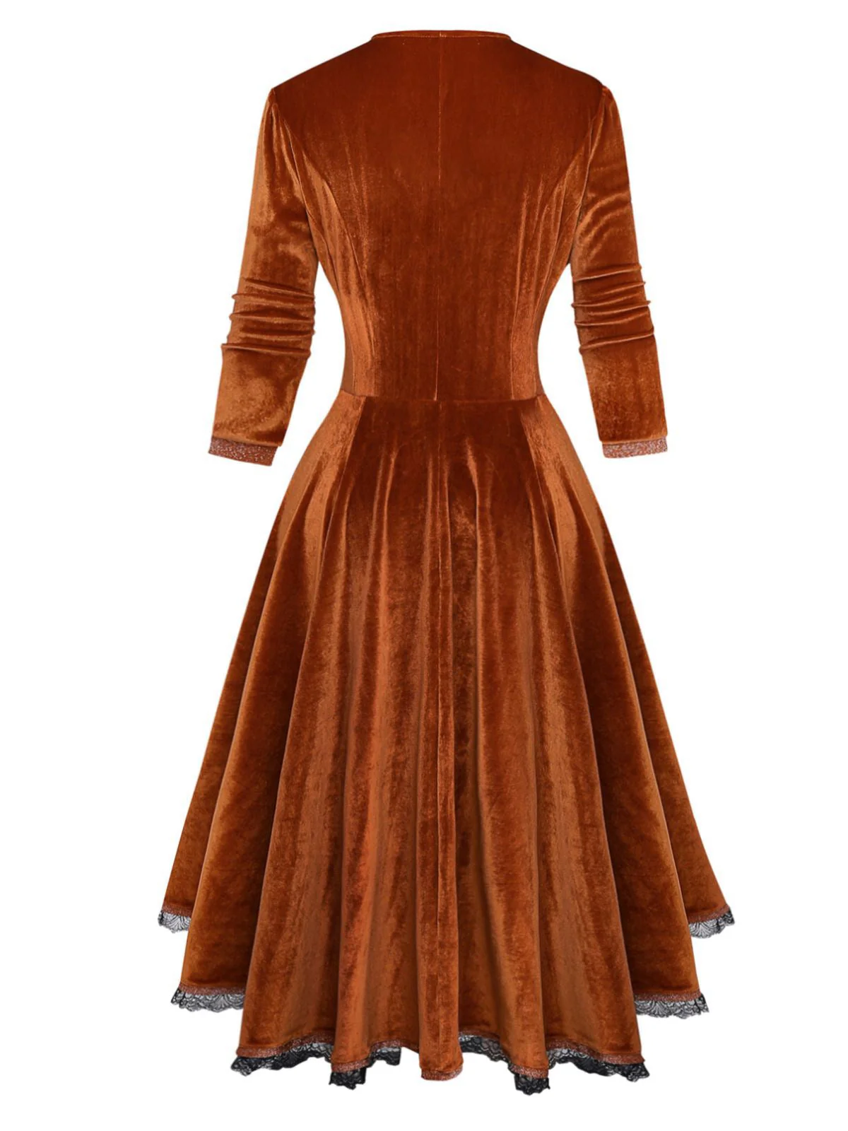 Braun 1940er Solide Revers Samt Schein Zweiteiler Kleid - Image 2