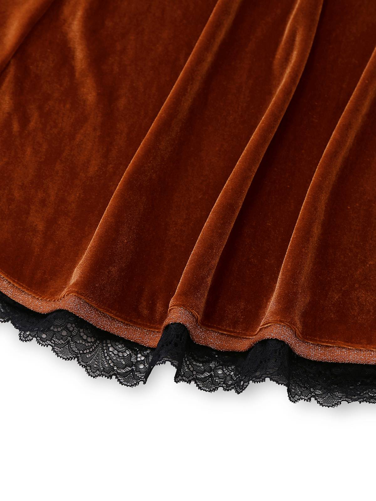 Braun 1940er Solide Revers Samt Schein Zweiteiler Kleid - Image 4