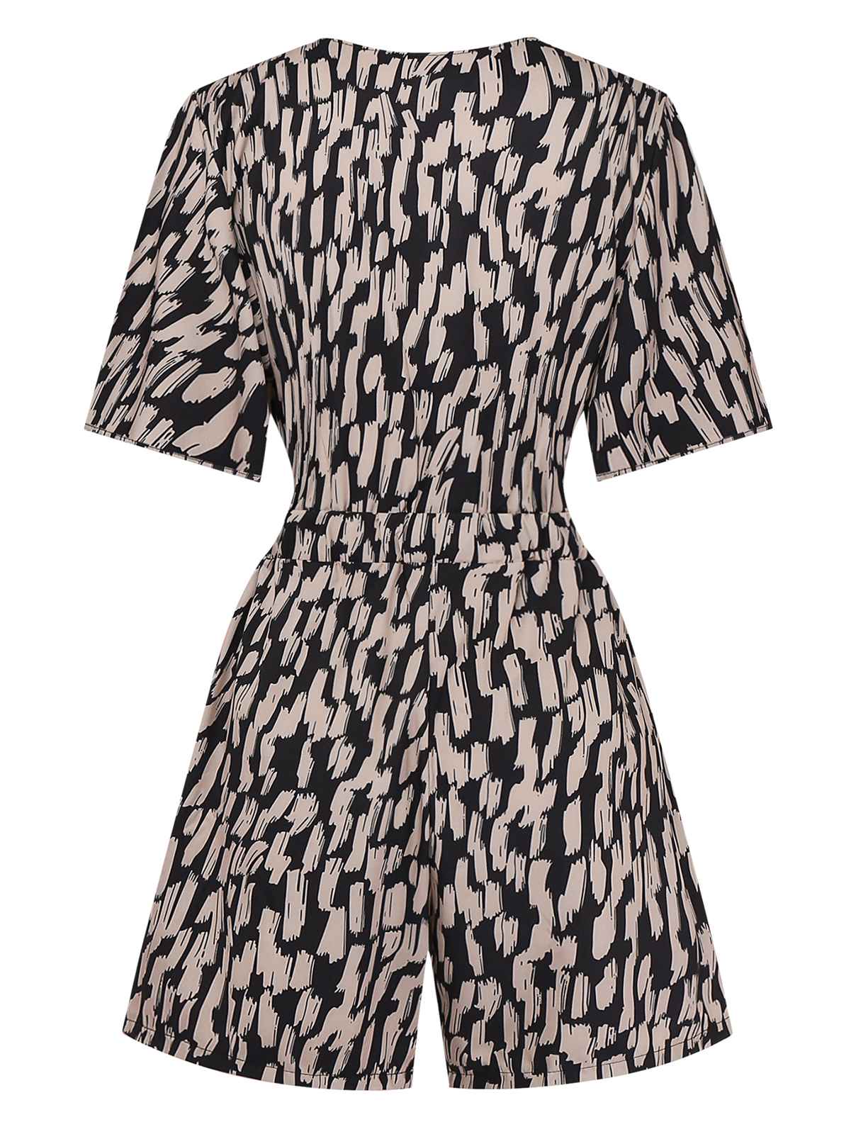 Braun 1940er V-Ausschnitt Leopard Satin Bindung Romper - Image 3