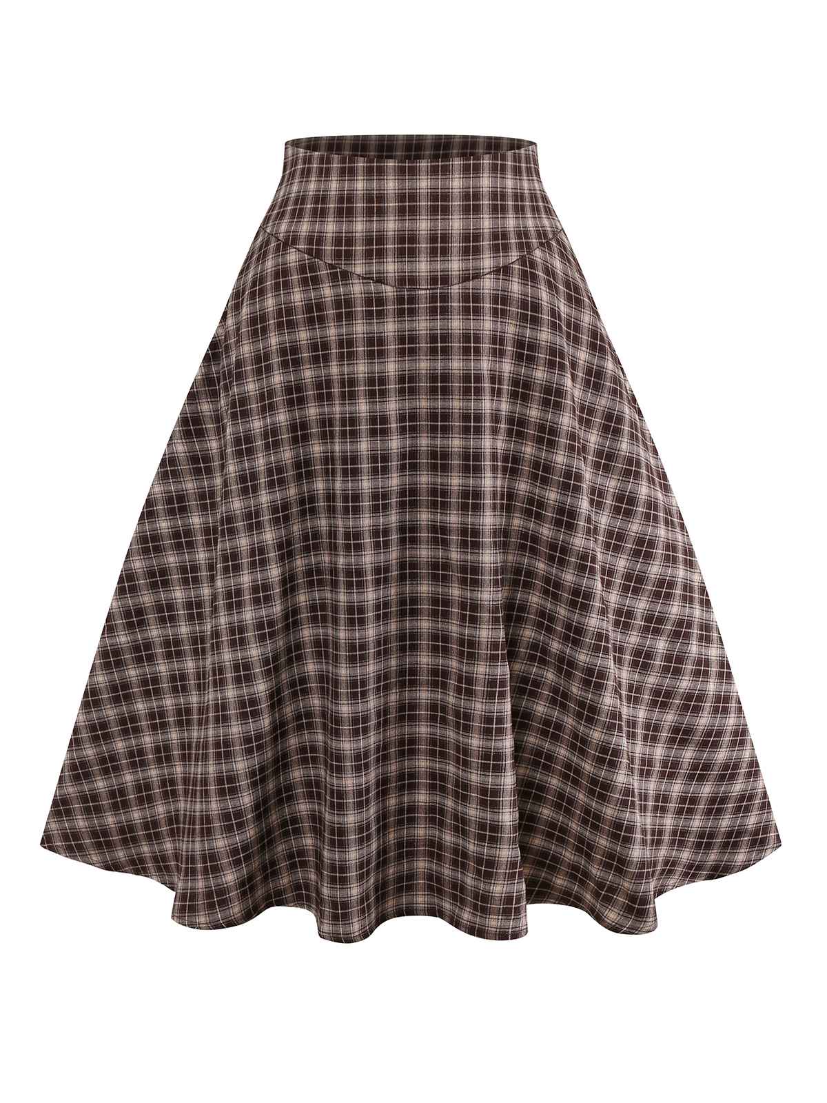 Braun 1940er Vichy Karo Breit-Taille Rock - Image 2