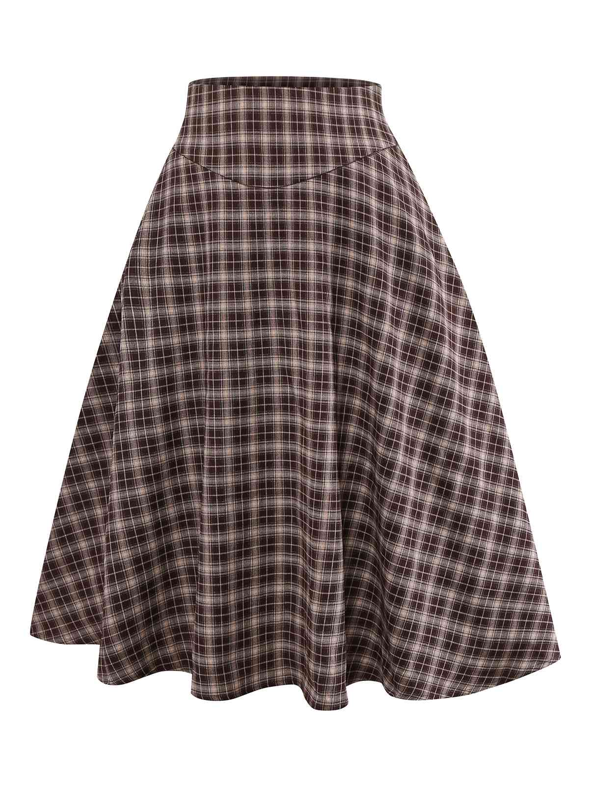 Braun 1940er Vichy Karo Breit-Taille Rock - Image 3