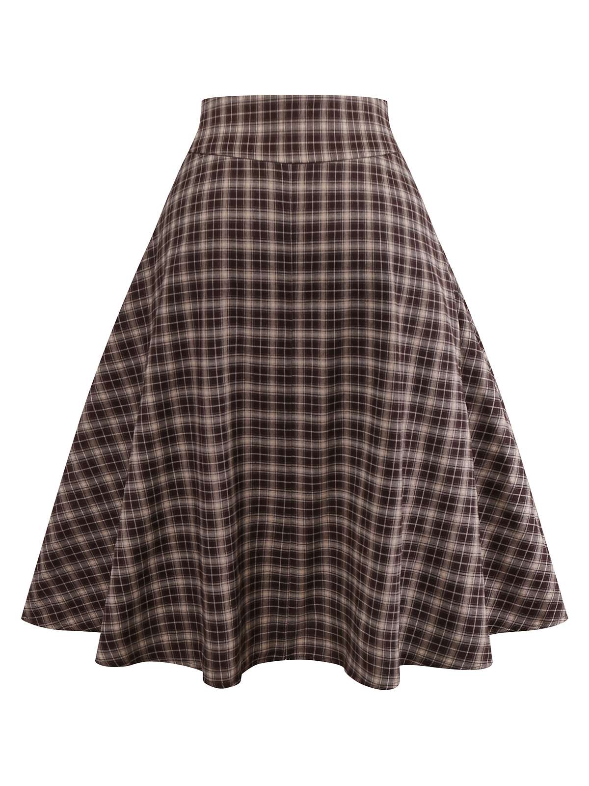Braun 1940er Vichy Karo Breit-Taille Rock - Image 4