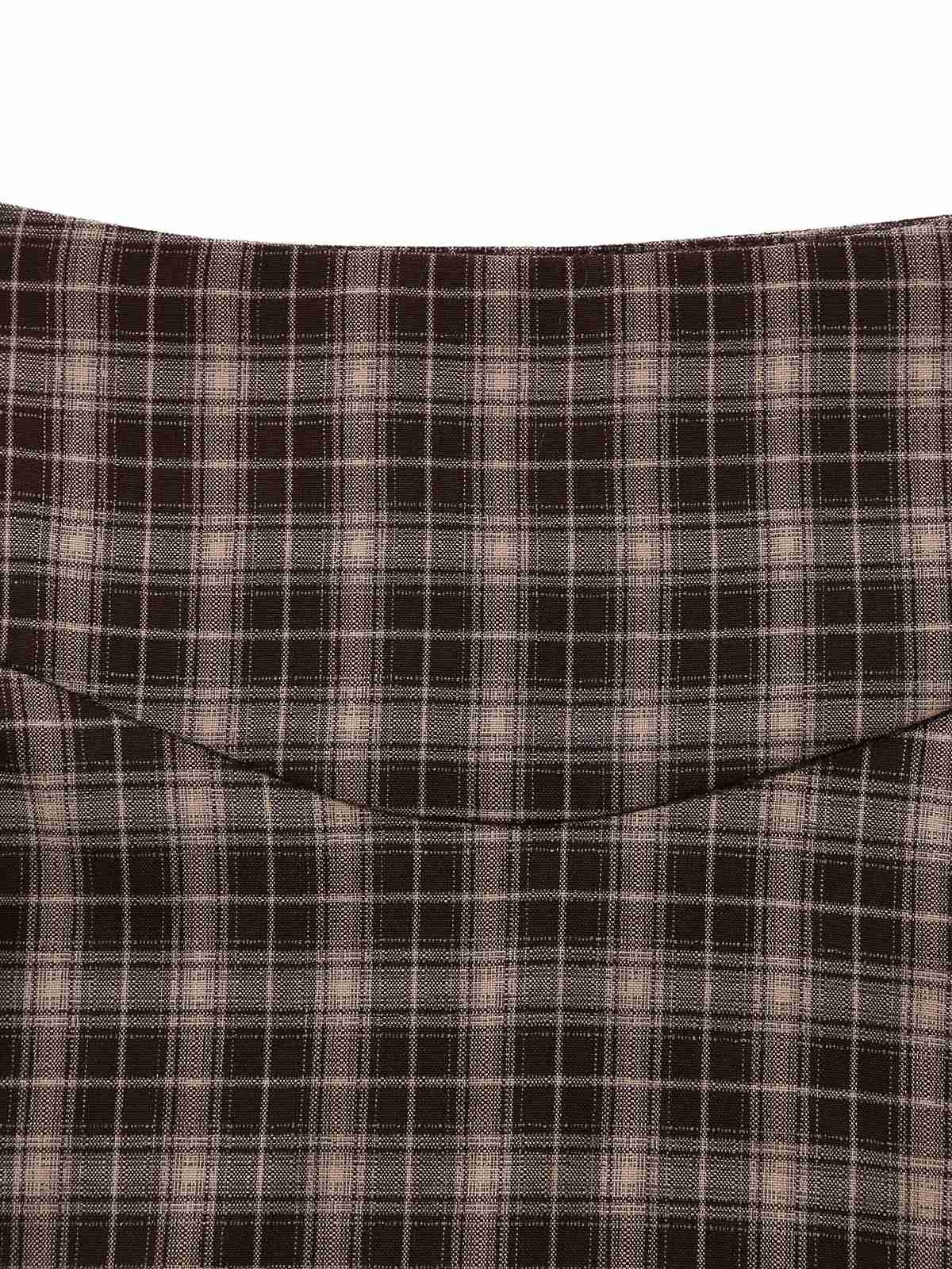 Braun 1940er Vichy Karo Breit-Taille Rock - Image 5