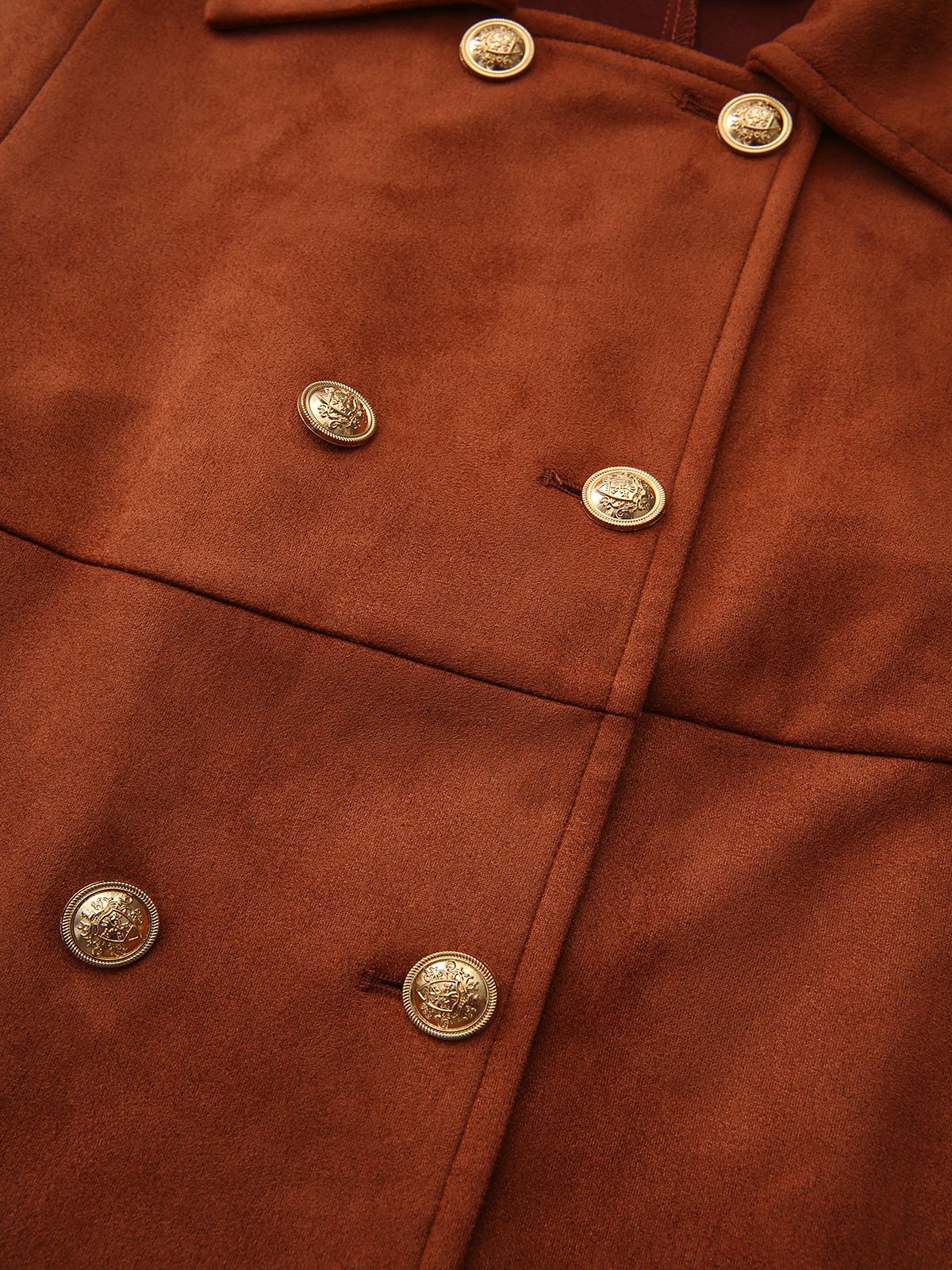 Braun 1940er Zweireihig Metall Taste Wildleder Cape - Image 5