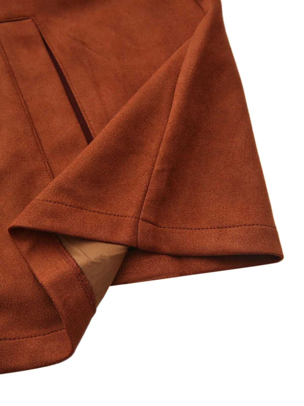 Braun 1940er Zweireihig Metall Taste Wildleder Cape - Image 6