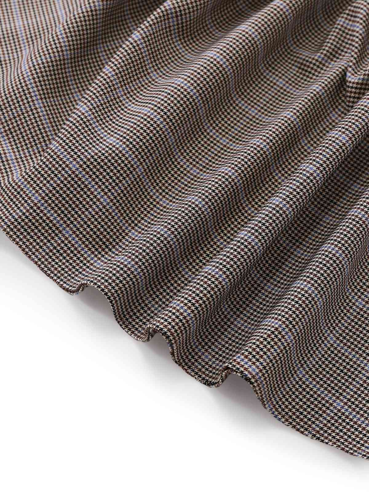 Braun 1950er Bogen Hahnentritt Plissiertes Kleid - Image 10
