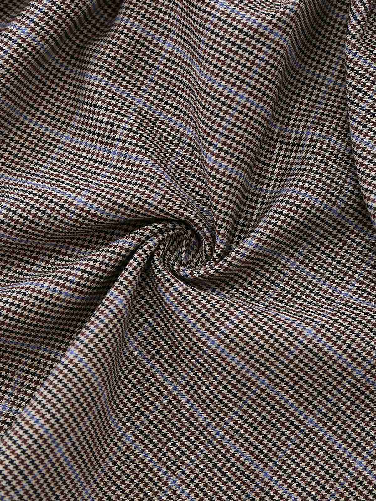 Braun 1950er Bogen Hahnentritt Plissiertes Kleid - Image 11