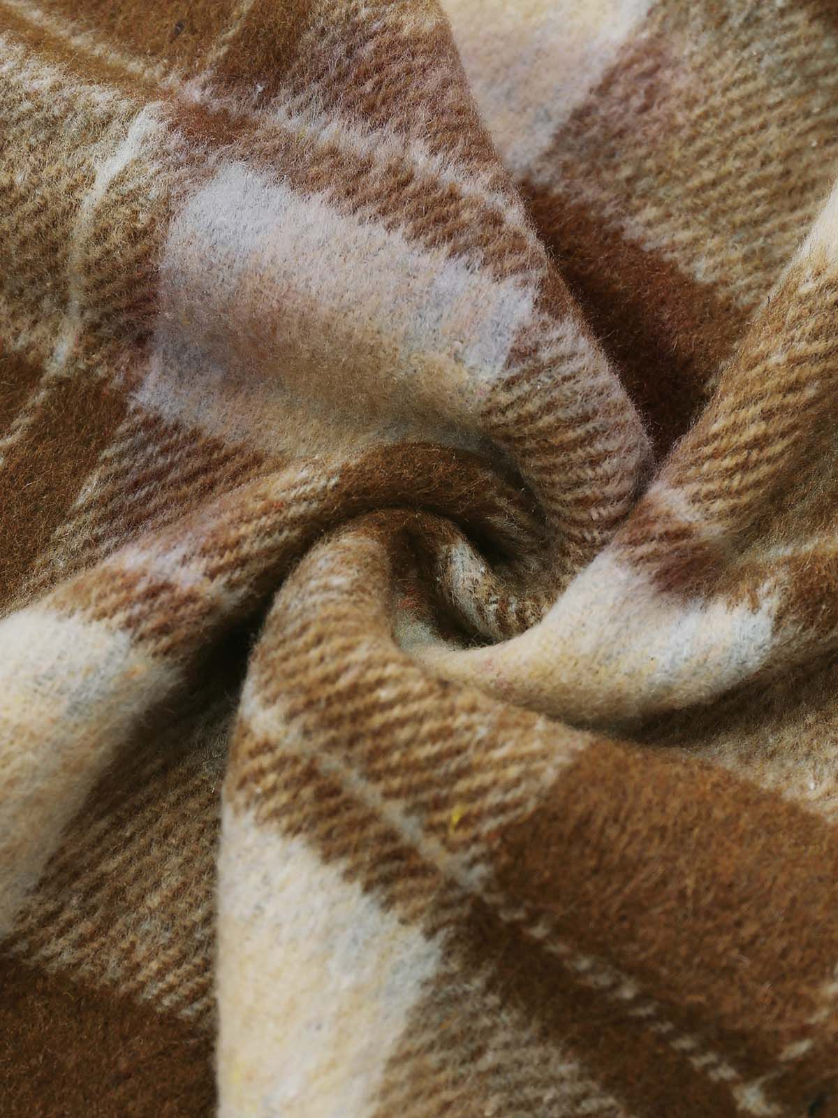 Braun 1950er Krawattenhals Stricken Plaid Kleid - Image 7
